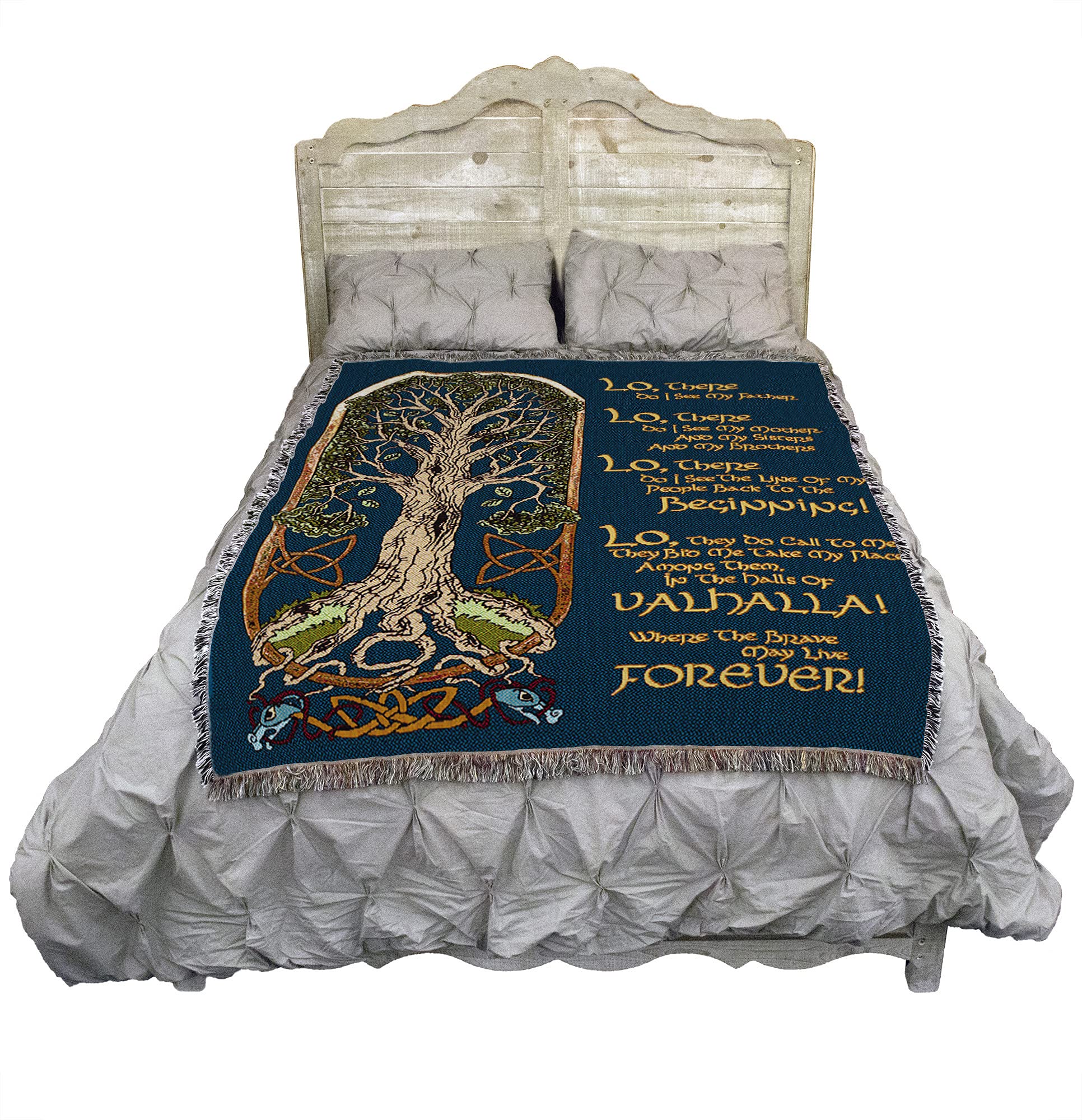 Pure Country Weavers The Viking Prayer Blanket - Tree of Life - Norse Gift Tapestry Throw Woven from Cotton - Made in The USA (72x54): 72" x 54" Viking Prayer