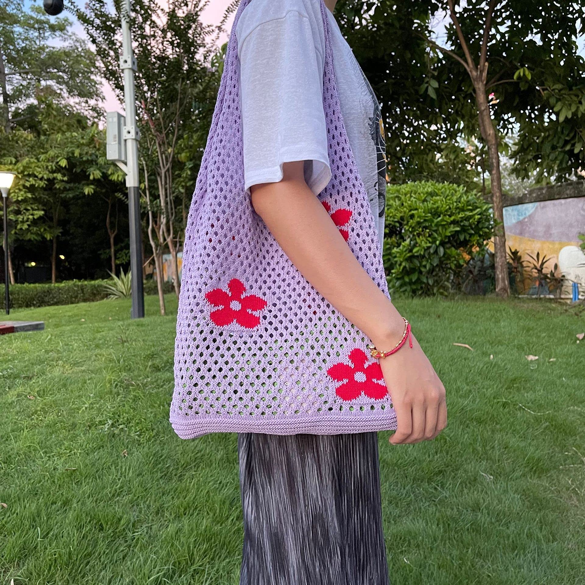 Crochet Tote Bag Fairycore Hobo Bag for Women Fairy Grunge Aesthetic Tote Bag Fairy Grunge Accessories: Crochet Tote Bag Fairycore Hobo Bag for Women Fairy Grunge Aesthetic Tote Bag Fairy Grunge Accessories
