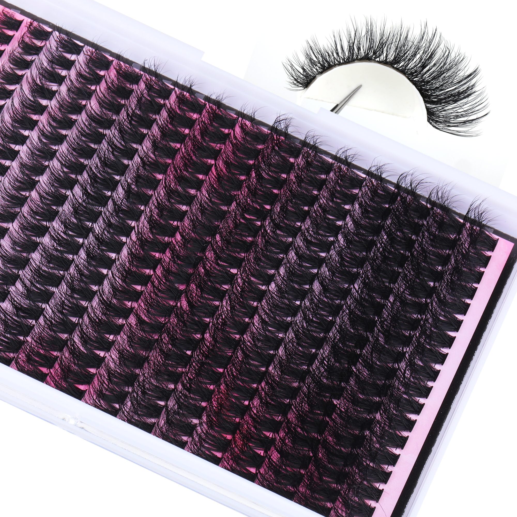 FANXITON DIY Lash Extension Kit Volume Lash Clusters 40D+50D D Curvature Individual Lashes Lash Clusters Kit Thick Eyelash Extension Kit 280 pcs Thin Band Cluster Lashes Lash Bond and Seal Tweezers: (HZ 01)DIY Lash Extension Kit-288pcs