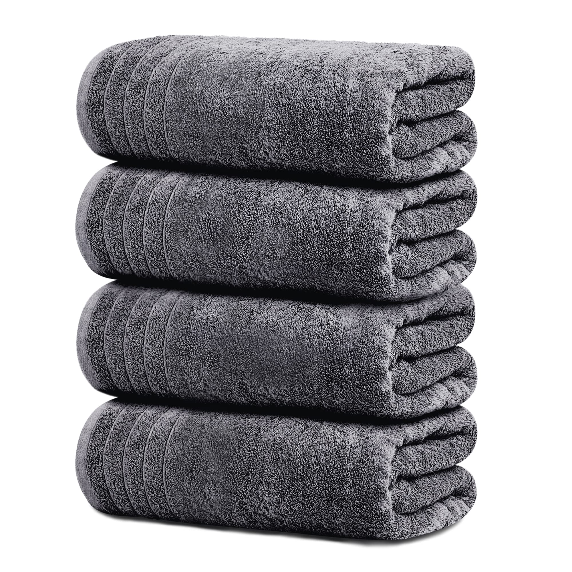 Tens Towels Pack of 4 Extra Large Bath Towels 30 x 60 Inches, 100% Cotton, Larger & Lighter Weight, Quicker to Dry, Super Soft and Absorbent, Perfect for Bathroom,: Dark Grey