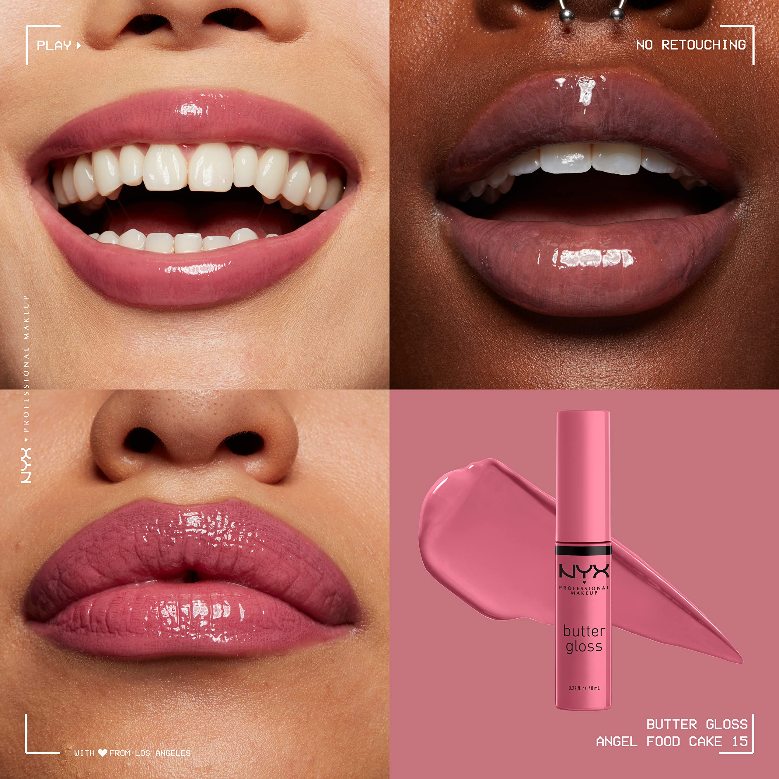NYX PROFESSIONAL MAKEUP Butter Gloss, Non-Sticky Lip Gloss - Licorice (Black): Pack Of 3 (Angel Food Cake, Creme Brulee, Madeleine) 0.27 Fl Oz (Pack of 3)
