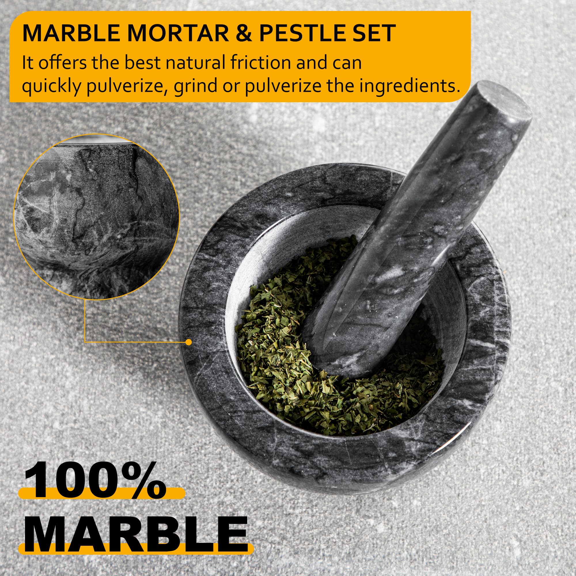 Velaze Large Mortar and Pestle Set, 100% Granite, Natural Unpolished, Herb Crusher, Spice Grinder, Stone Grinder Bowl for Making Guacamole and Pesto, 6.3 Inch Pestle and 16 oz Mortar(2Cup): 10.0 ounces 4.9 Inches 1 MP01