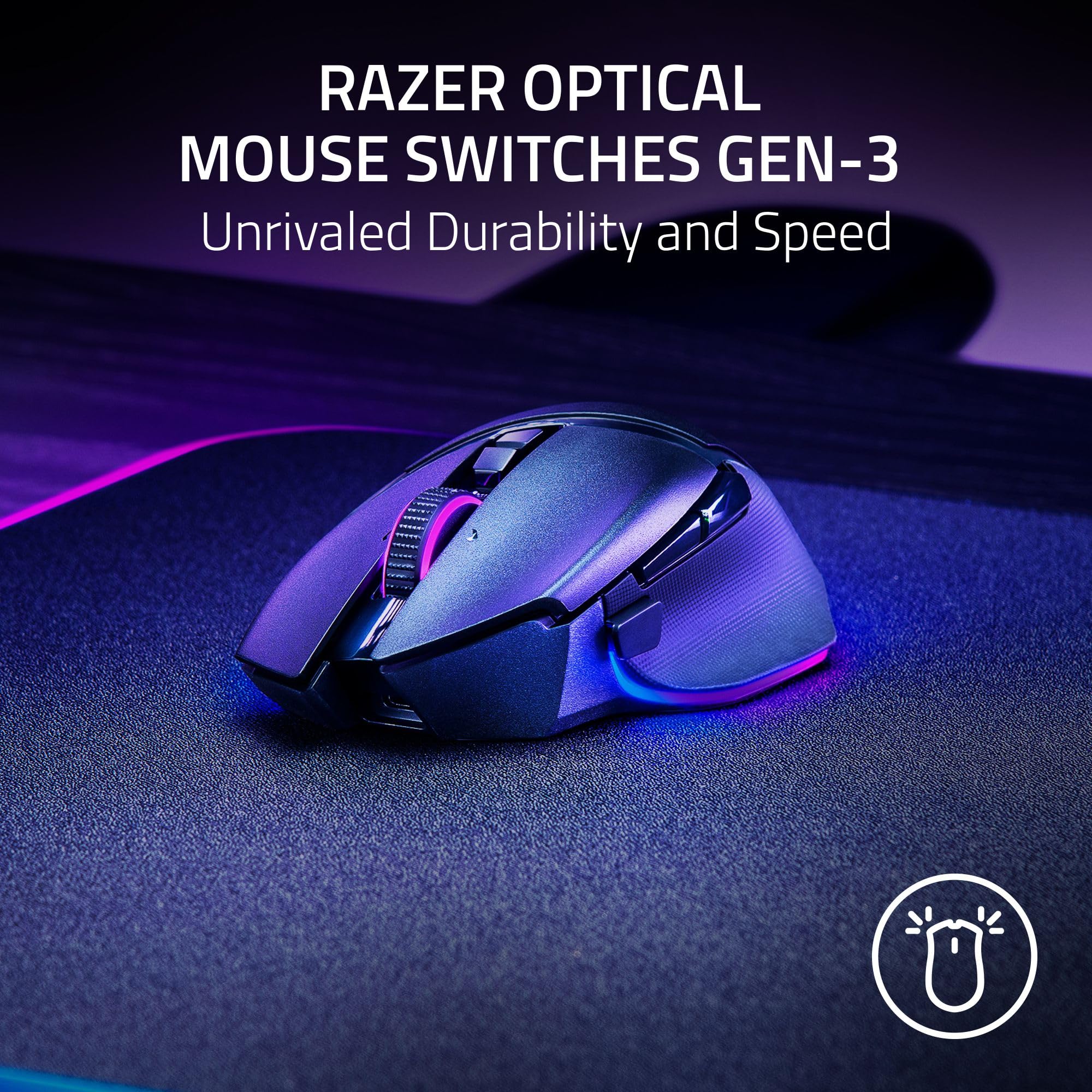 Razer Basilisk V3 Pro 35K Wireless Gaming Mouse: HyperScroll Tilt Wheel - 35K DPI Optical Sensor Gen 2-13 Customizable Controls - Chroma RGB - Optical Switches Gen 3 - Up to 140 Hr Battery -: Black