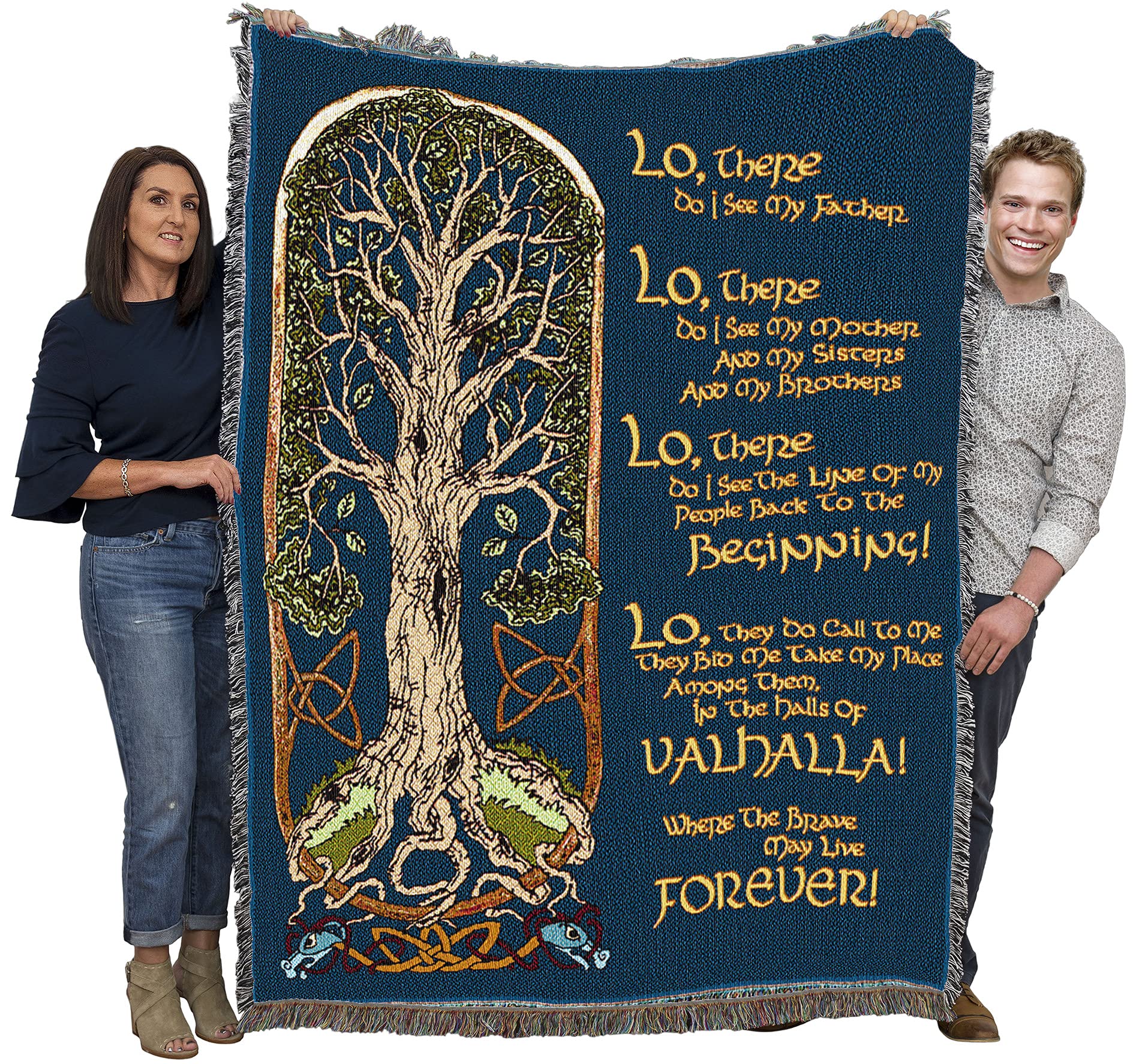 Pure Country Weavers The Viking Prayer Blanket - Tree of Life - Norse Gift Tapestry Throw Woven from Cotton - Made in The USA (72x54): 72" x 54" Viking Prayer