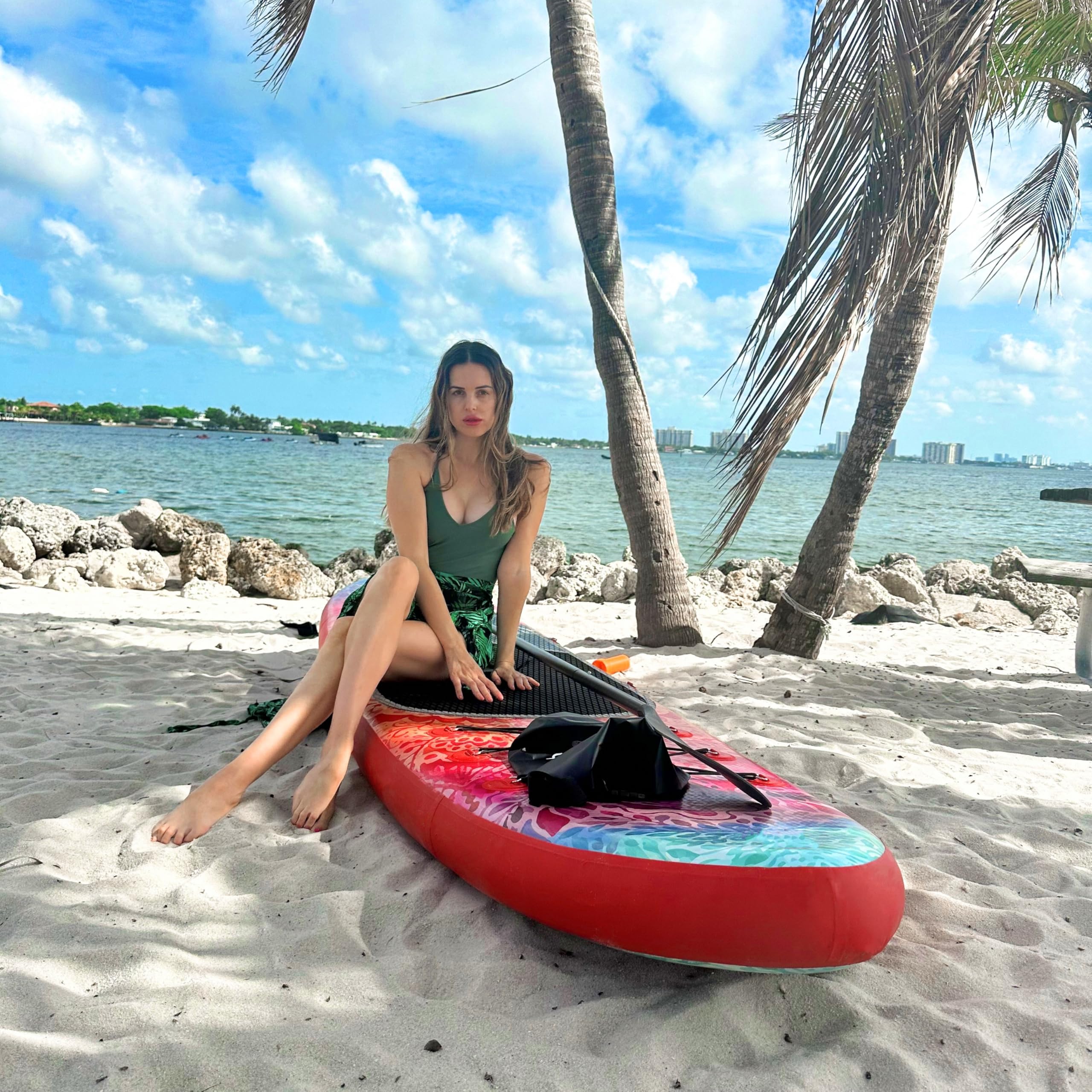 AISUNSS Inflatable Paddle Board for Adult, Paddle Board for All Skill Levels, Wide SUP Board with Primium Accessories Include SUP Carry Bag, Hand Pump, 10L Waterproof Bag and Adj Paddle: Red Meditation