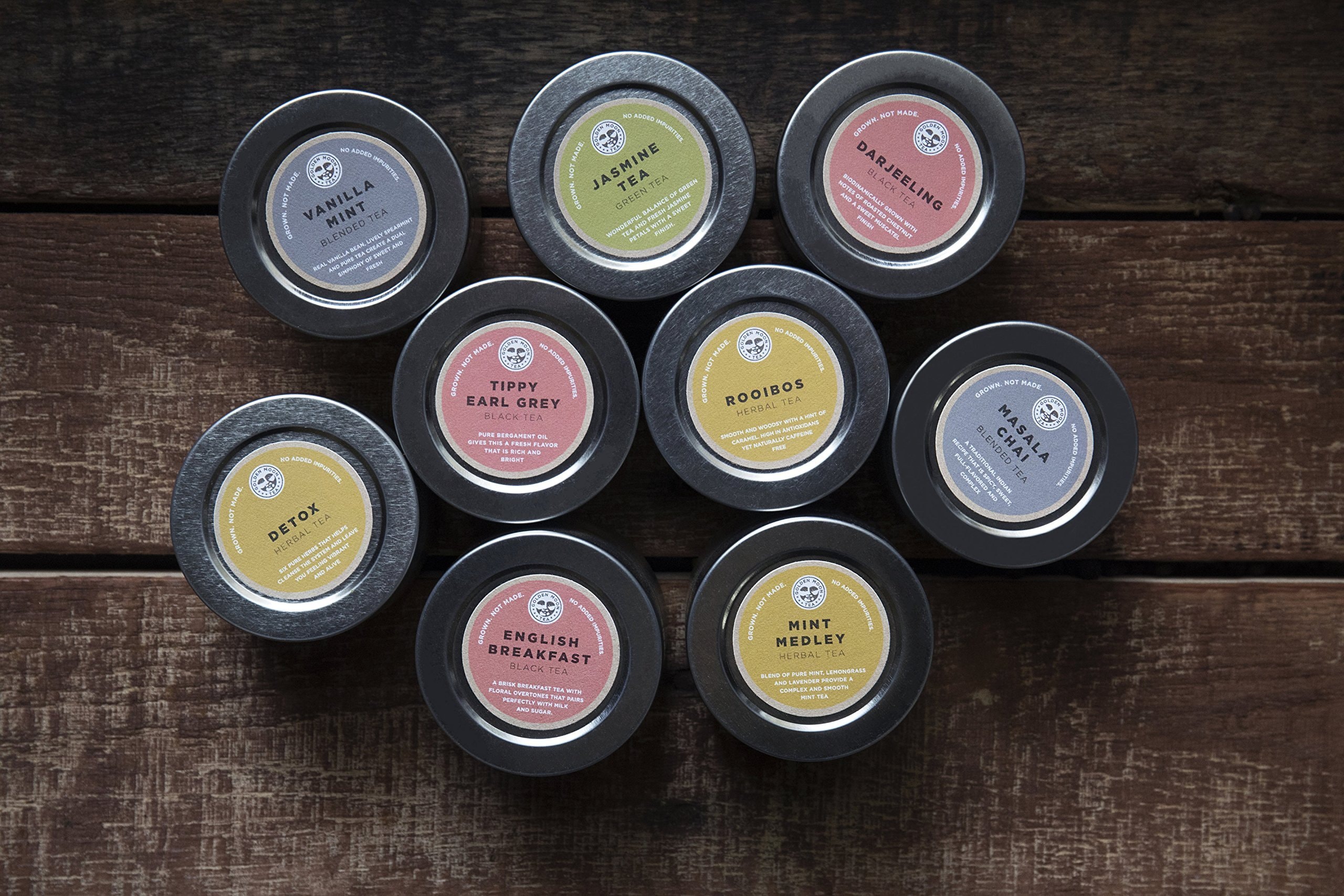 Golden Moon Tea Variety Pack - 9 Loose Leaf Tea Sampler - Organic Black, Green, White, and Herbal Teas Gift Set