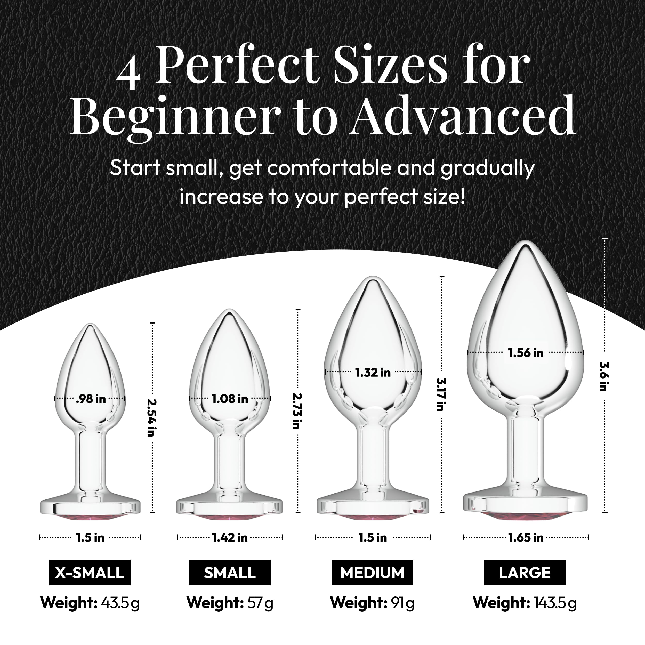 Session Jewel Butt Plug Beginner 4 Piece Set - Extra Small, Small, Medium, Large - Wide Base Prevents Slippage - Metal Anal Sex Adult Toy for Men & Women - Heart Shaped Charm (Silver & Red): Silver &amp; Red Circle Shaped Charm