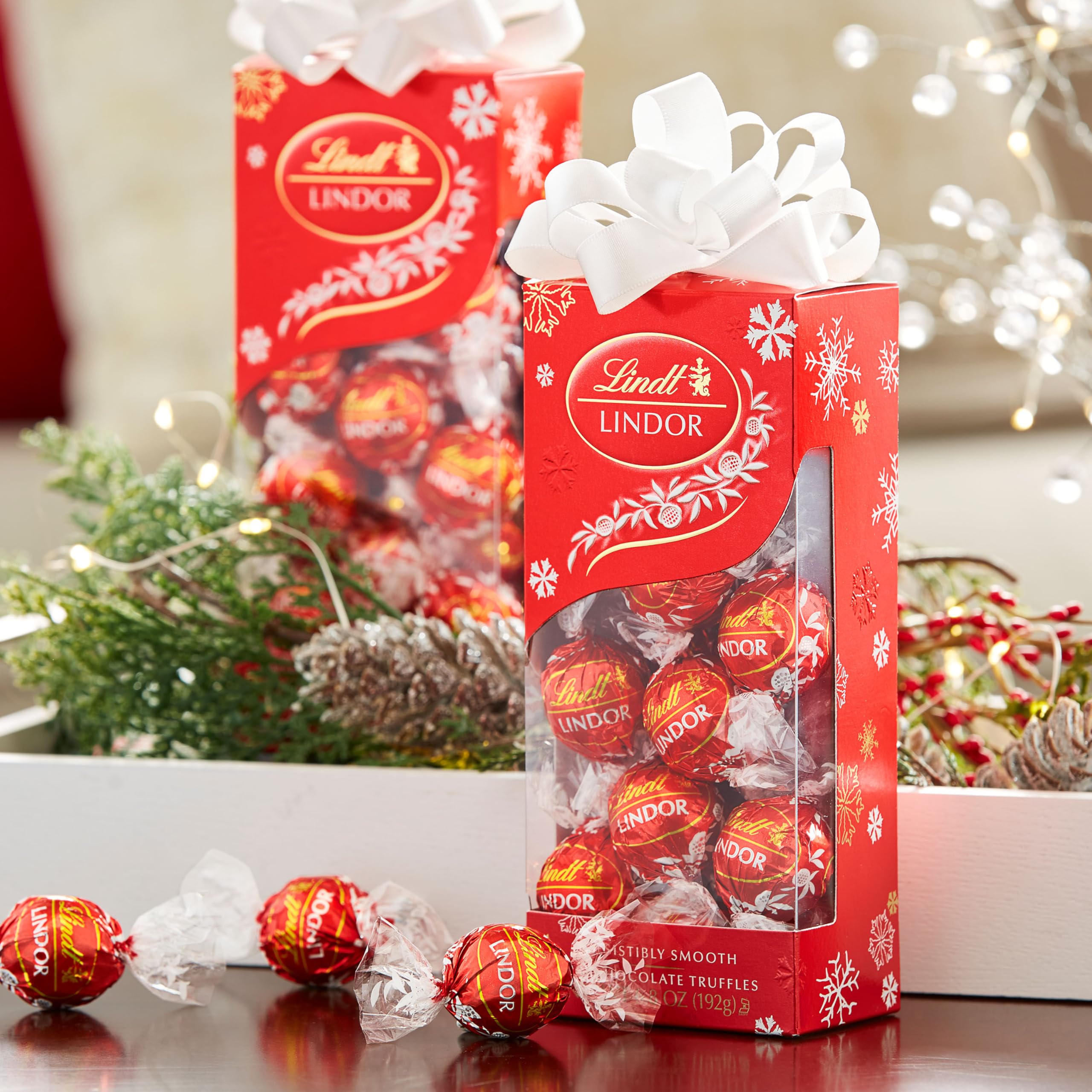 Lindt LINDOR Milk Chocolate Candy Truffles Traditions Gift Box, Milk Chocolate Candy with Smooth, Melting Truffle Center, 6.8 oz. - Image 2