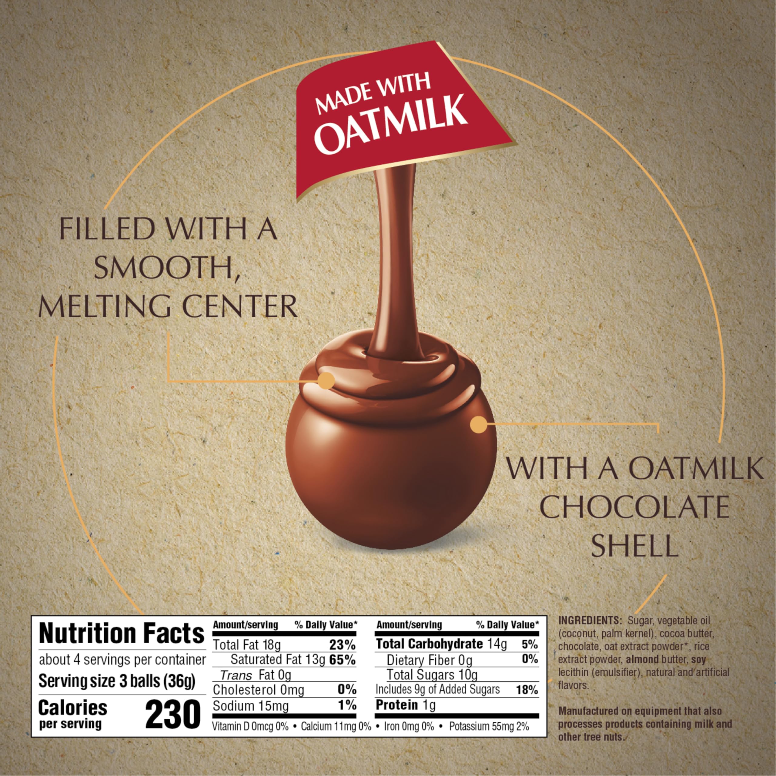 Lindt LINDOR OatMilk Chocolate Candy Truffles, Non-Dairy Chocolate Truffles with Smooth, Melting Truffle Center, 5.1 oz.