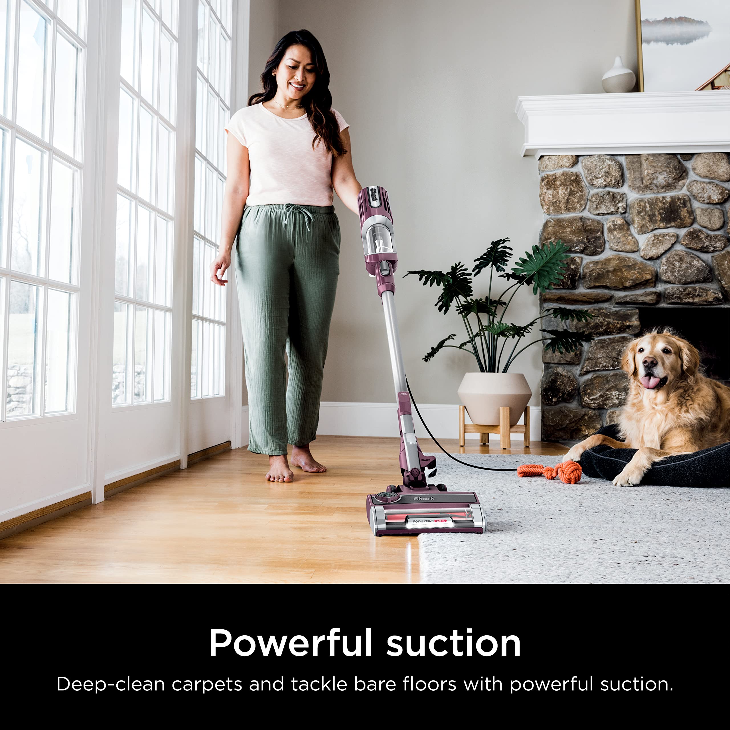 Shark HV371  DLX Corded Stick, Removable Hand Vacuum, Advanced Swivel Steering, XL Cup, Crevice Tool, Upholstery Tool & Anti-Allergen Dust Brush, Fuchsia, Capacity: PowerFins HairPro