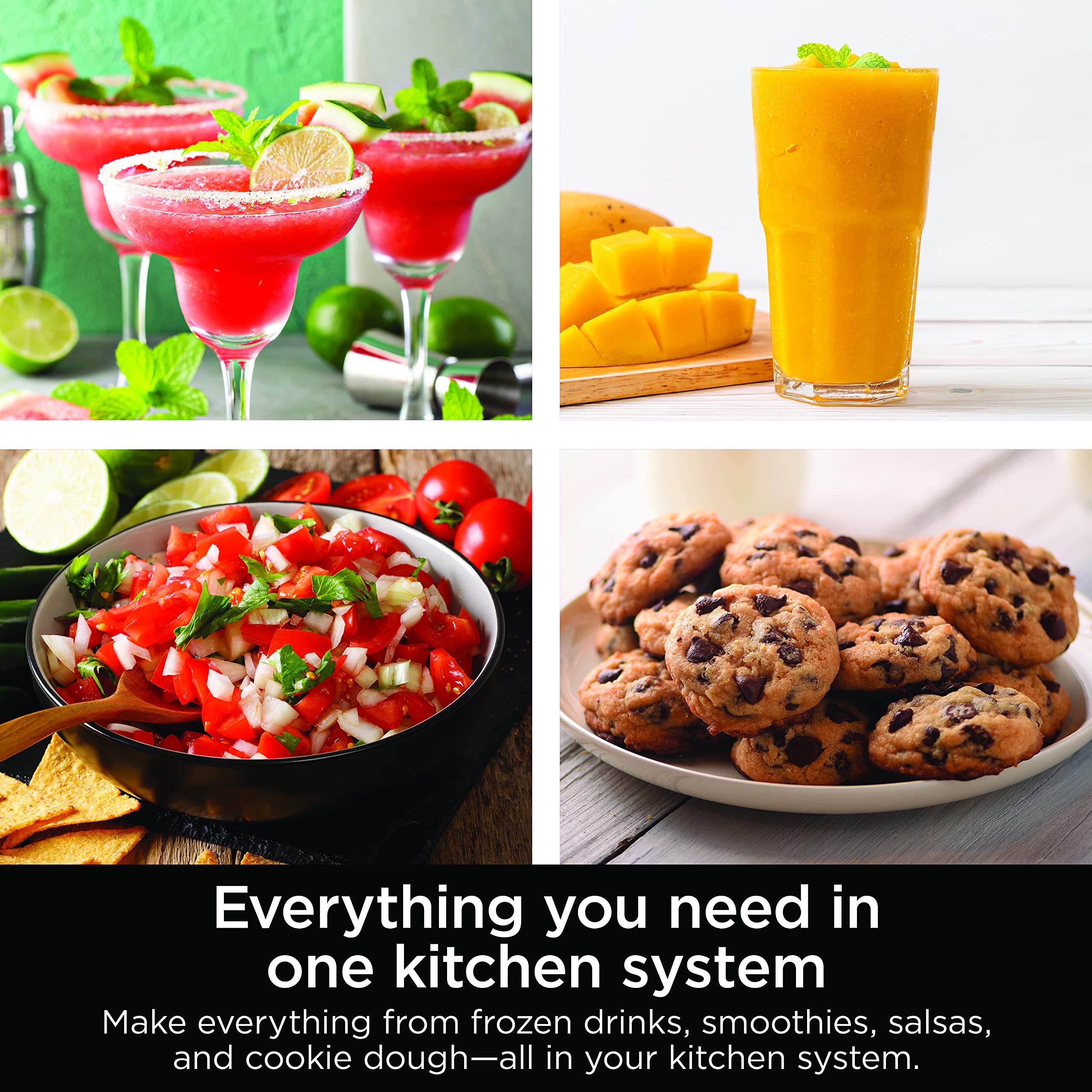 Ninja Mega Kitchen System, 1500W, 72 oz. Full-Size Blender & 8-Cup Food Processor with (2) 16 oz. To-Go Cups, Total Crushing Technology - Smoothies, Ice Crushing, Purees, Dough & More, Black, BL770: Pitcher+Bowl+(1) 16-oz. Cup
