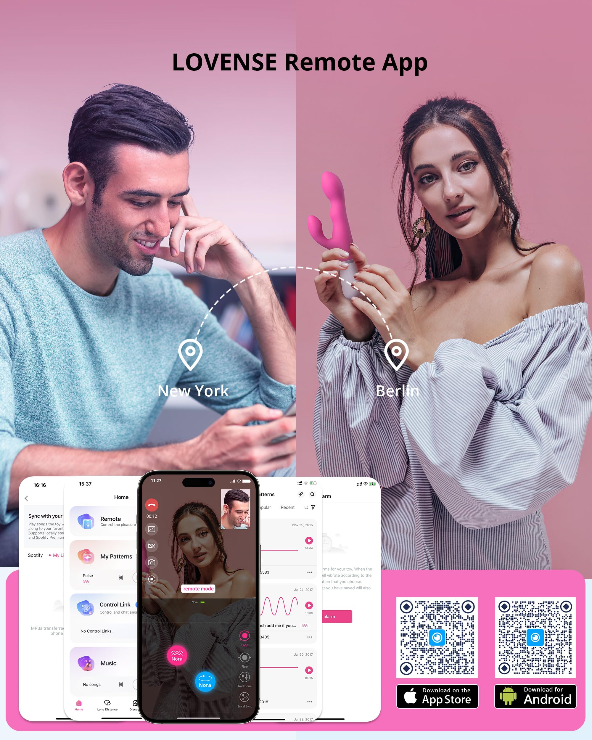 LOVENSE Nora Rabbit Vibrator with APP Control, Pink Vibrator Rabbit with Dual Motor, Clitoral Stimulator Dildo Massager, Sex Toys for Women with Smartphone Wireless: LOVENSE Nora Rabbit Vibrator with APP Control, Pink Vibrator Rabbit with Dual Motor, Clitoral Stimulator Dildo Massager, Sex Toys for Women with Smartphone Wireless