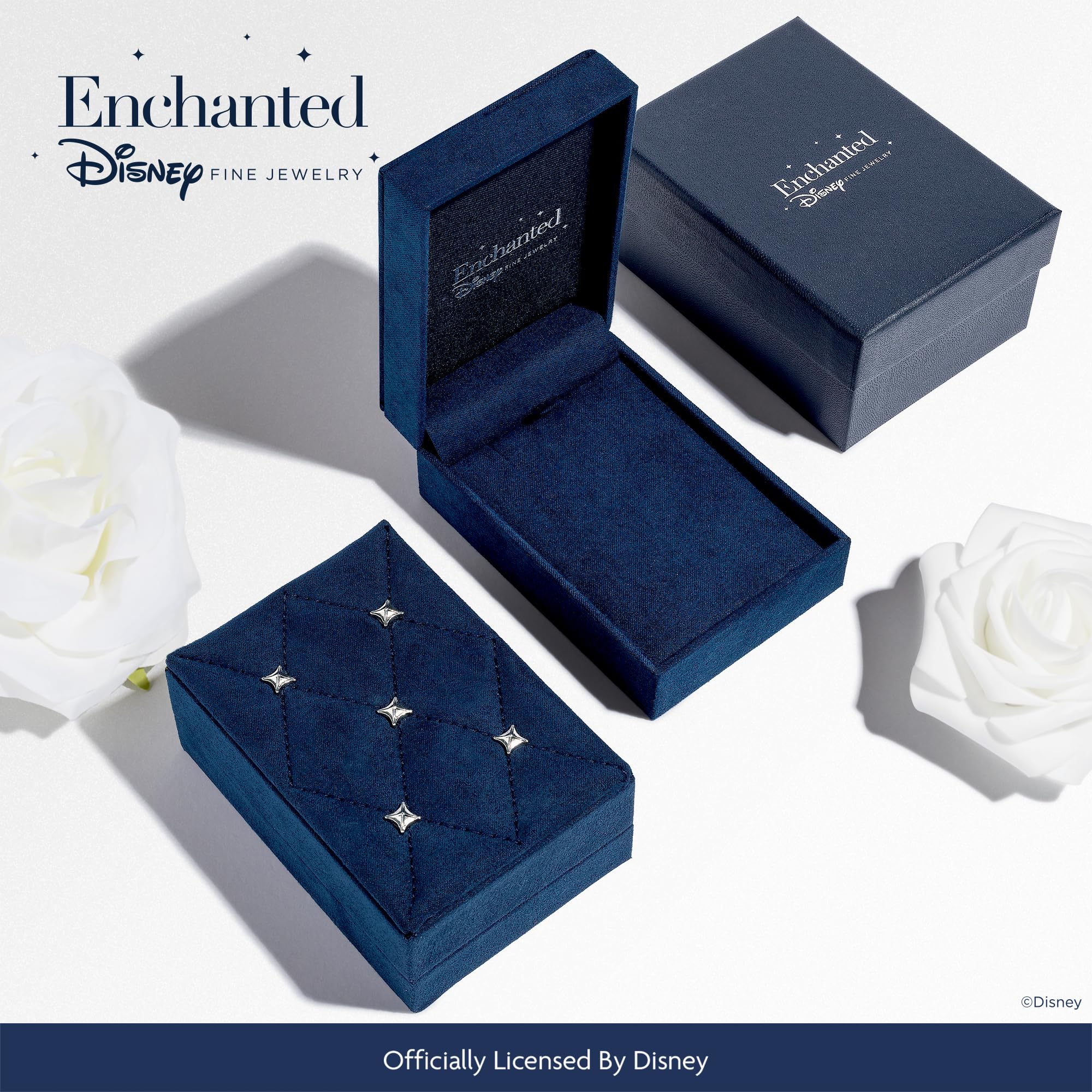 Jewelili Enchanted Disney Fine Jewelry 14K White Gold and Rose Gold 1/3 Cttw Diamond Belle Rose Composite Bridal Ring: 6
