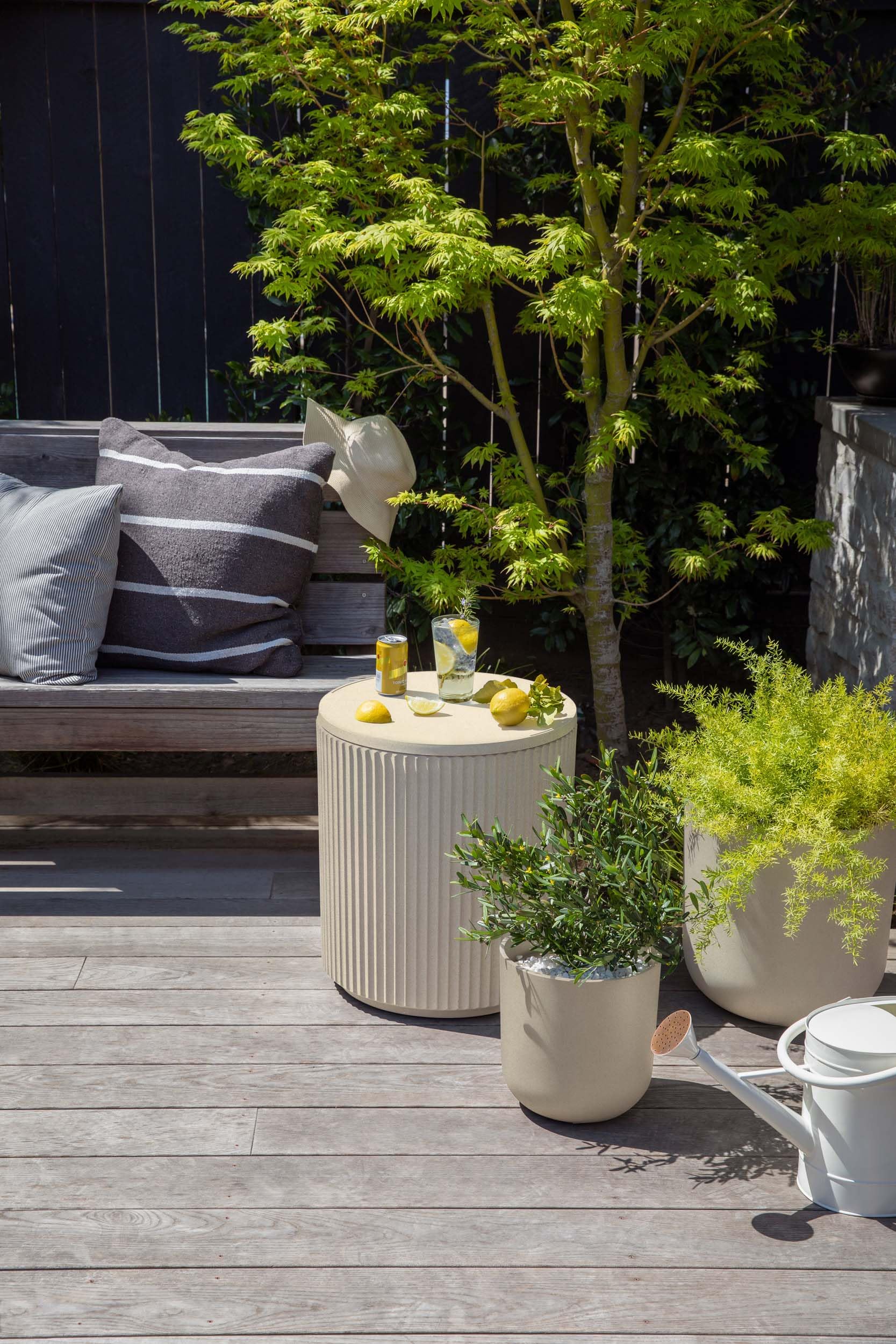 Veradek Outdoor Cooler Side Table - 2 in 1, Black, 21 inch: Sand Fluted Surface