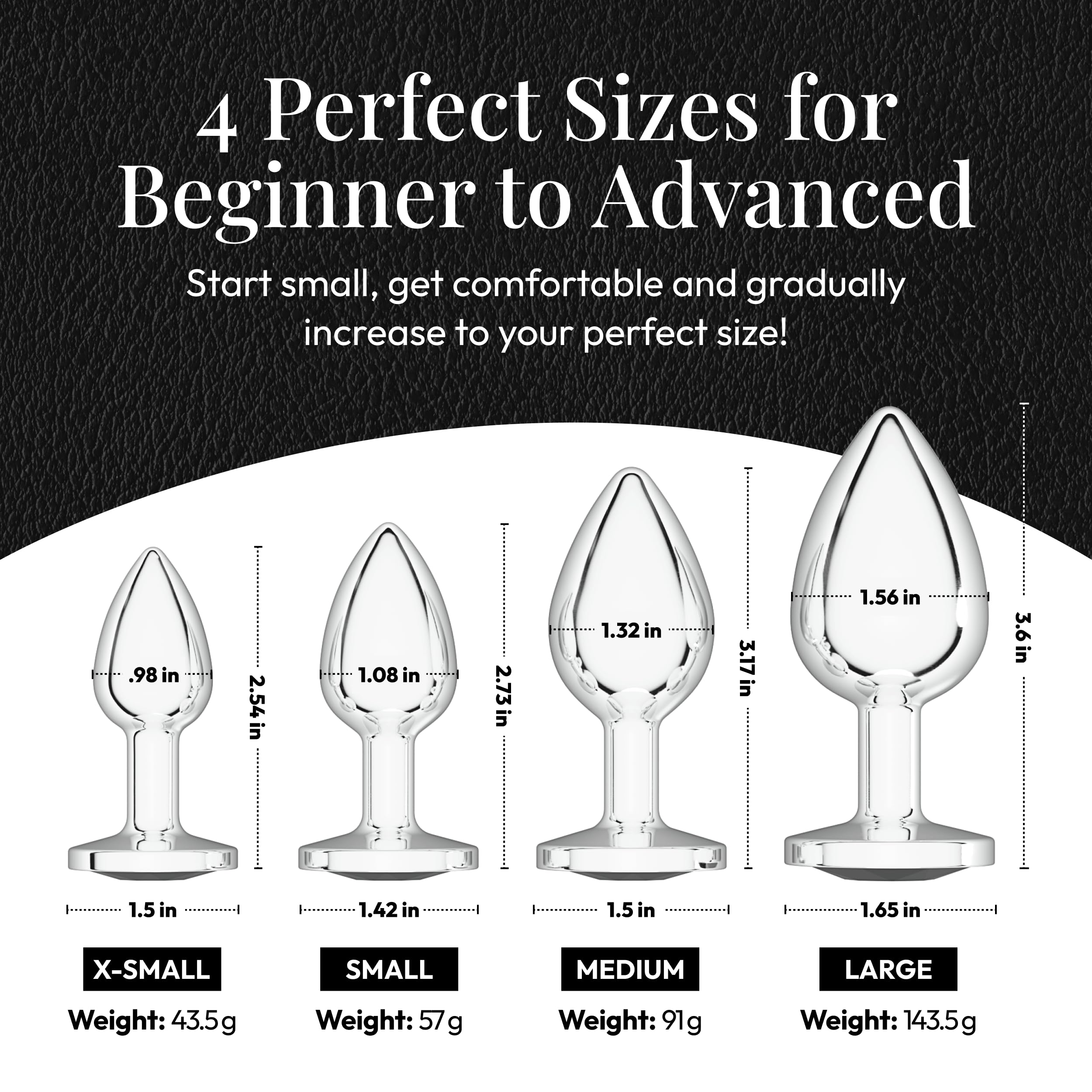 Session Jewel Butt Plug Beginner 4 Piece Set - Extra Small, Small, Medium, Large - Wide Base Prevents Slippage - Metal Anal Sex Adult Toy for Men & Women - Heart Shaped Charm (Silver & Red): Silver &amp; Black Circle Shaped Charm