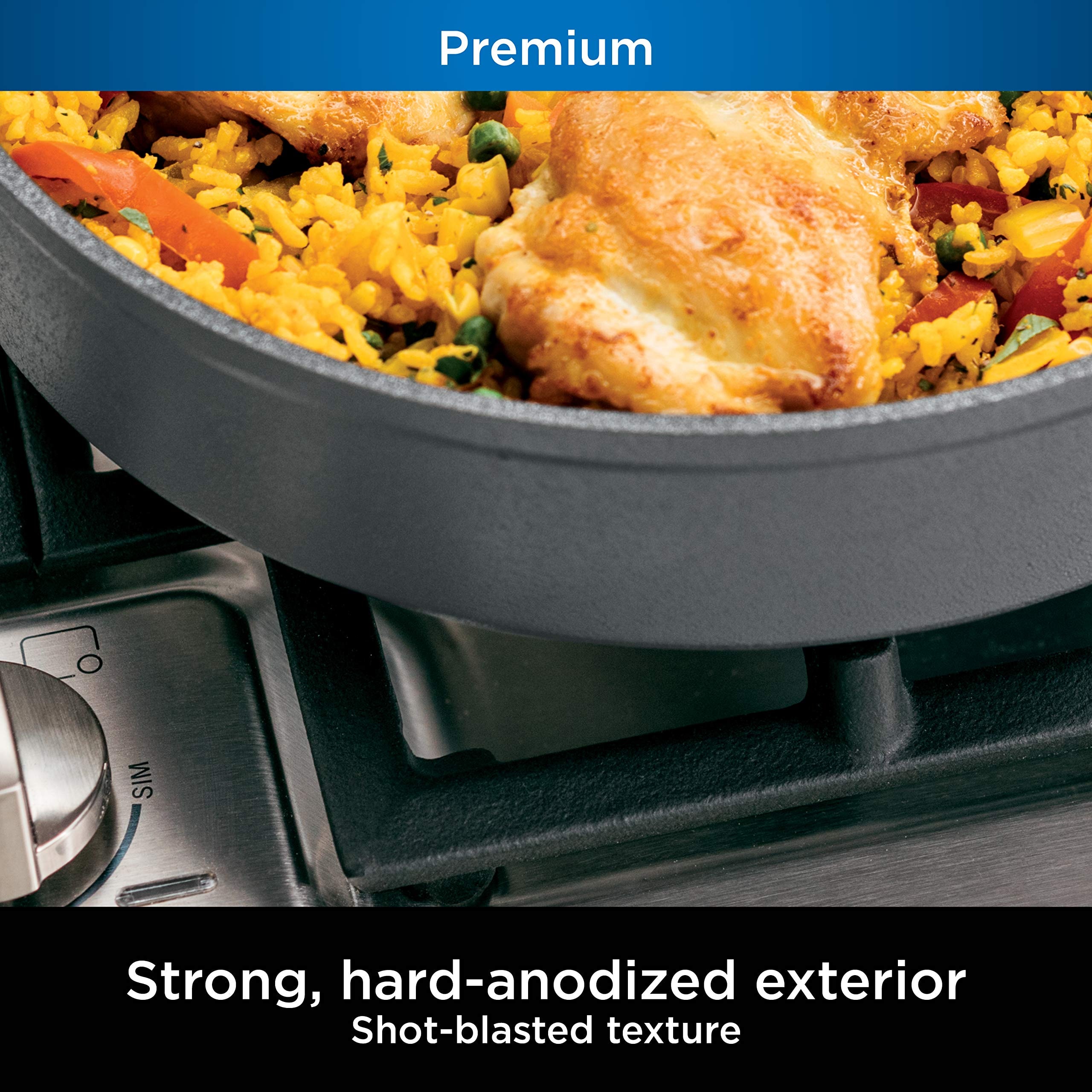 Ninja Cookware, Ninja NeverStick Premium, 16-Piece Pots and Pans Set, Non Stick Frying Pans, Kitchen Essentials, Stock Pot, Sauce Pan, Glass Lids, Saute Pan, All Stovetops, Black, C39900 - Image 9