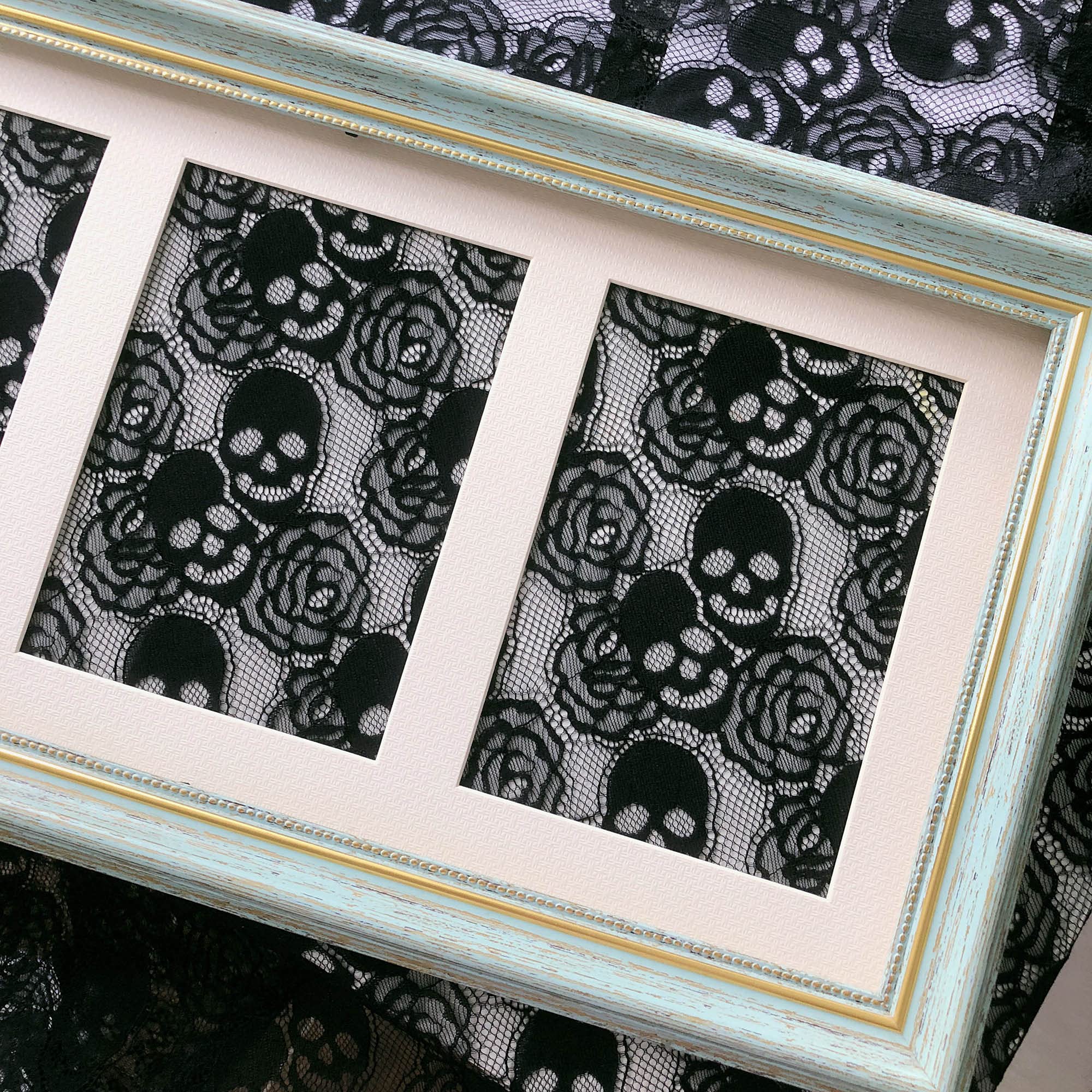 60 * 144 inches Lace Fabric, 4 Yard Black Skull Pettern Lace Fabric, 4 yd Non-Stretchy Lace, Soft Rose Design Lace Material for Home Decoration, Sewing Fabric Design (60x144 inch Black): Black 4 yards