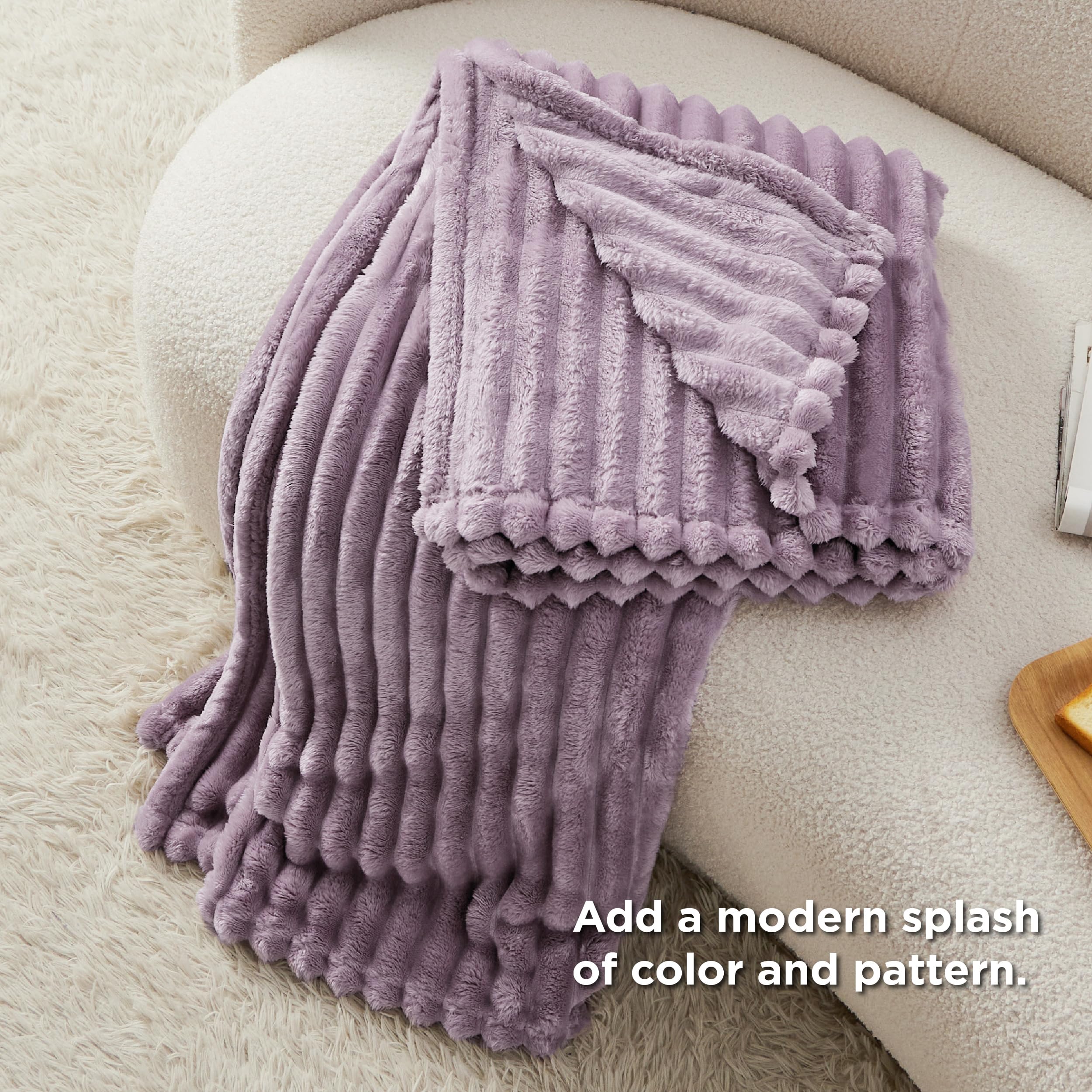 Bedsure Light Purple Fleece Blanket for Couch - GentleSoft Cozy Soft Blankets for Women, Cute Small Throws for Girls, 50x60 Inches thumbnail 5