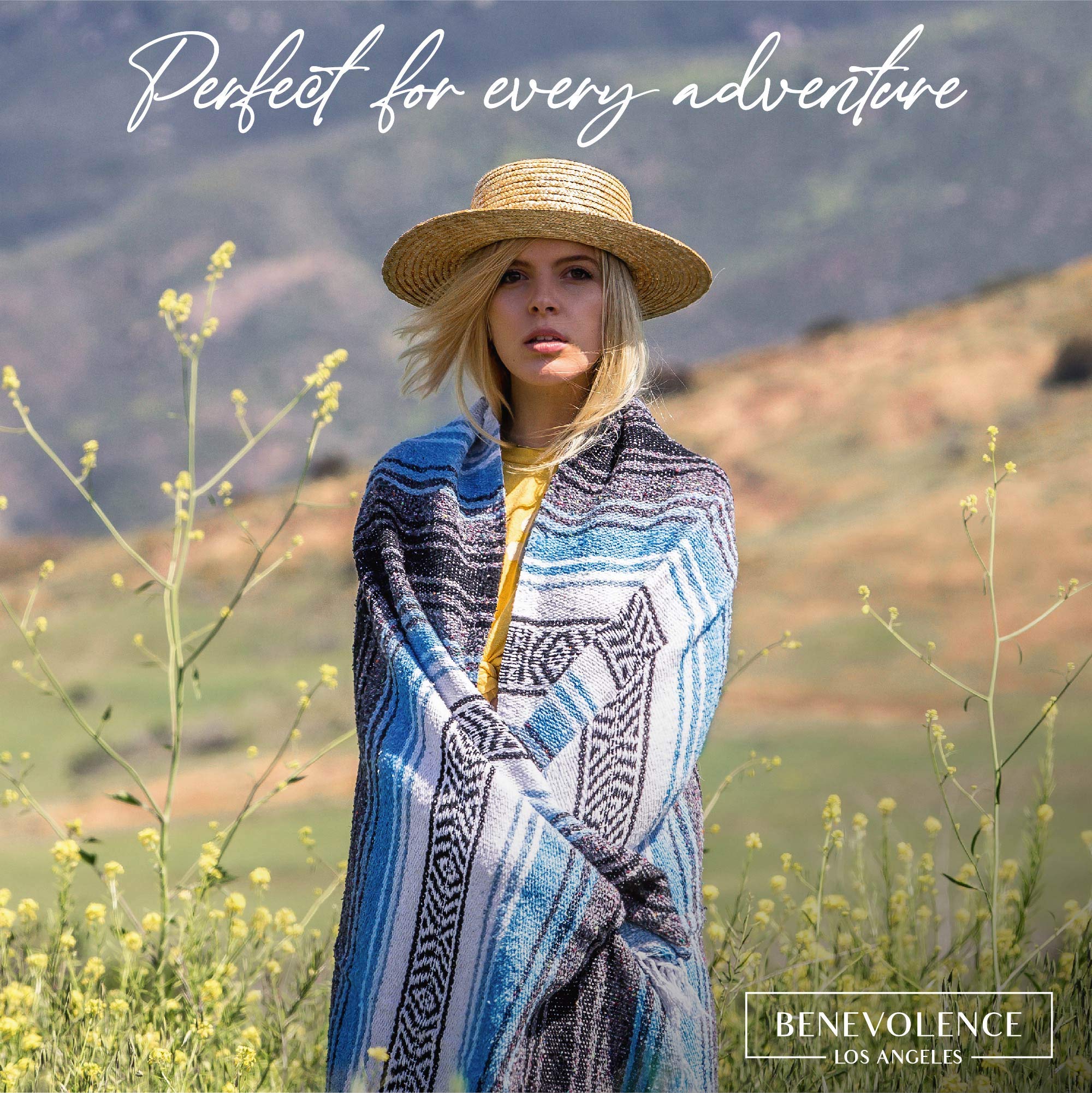 Benevolence LA Authentic Handwoven Mexican Blanket | Yoga Blankets, Outdoor, Picnic, Beach, Camping | Equestrian Saddle | Serape 50x70 inches - , Pack of 1