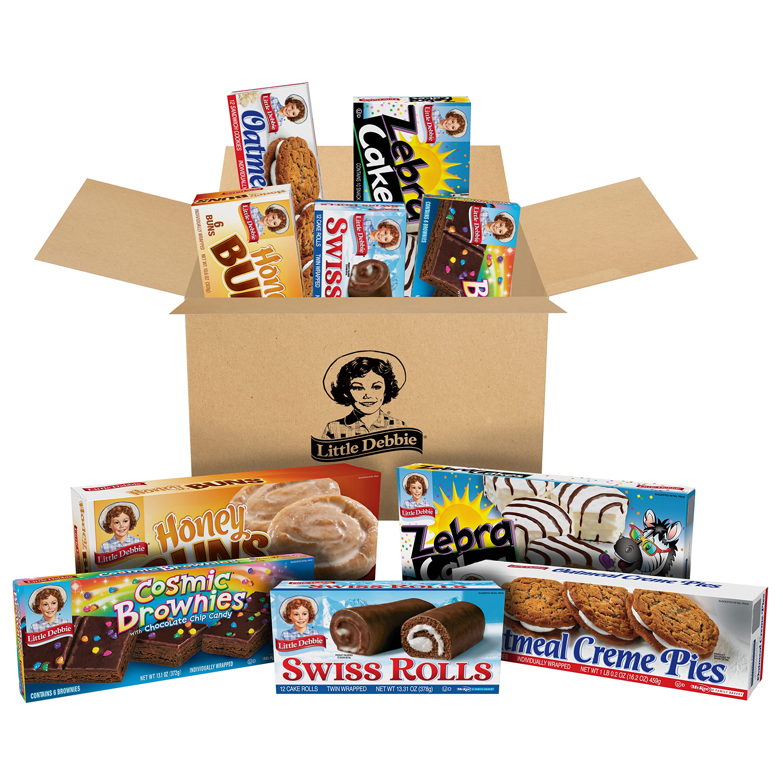 Little Debbie Variety Pack, Zebra Cakes, Cosmic Brownies, Honey Buns, Oatmeal Creme Pies, and Swiss Rolls (1 Box Each), 48 Piece Assortment thumbnail 4