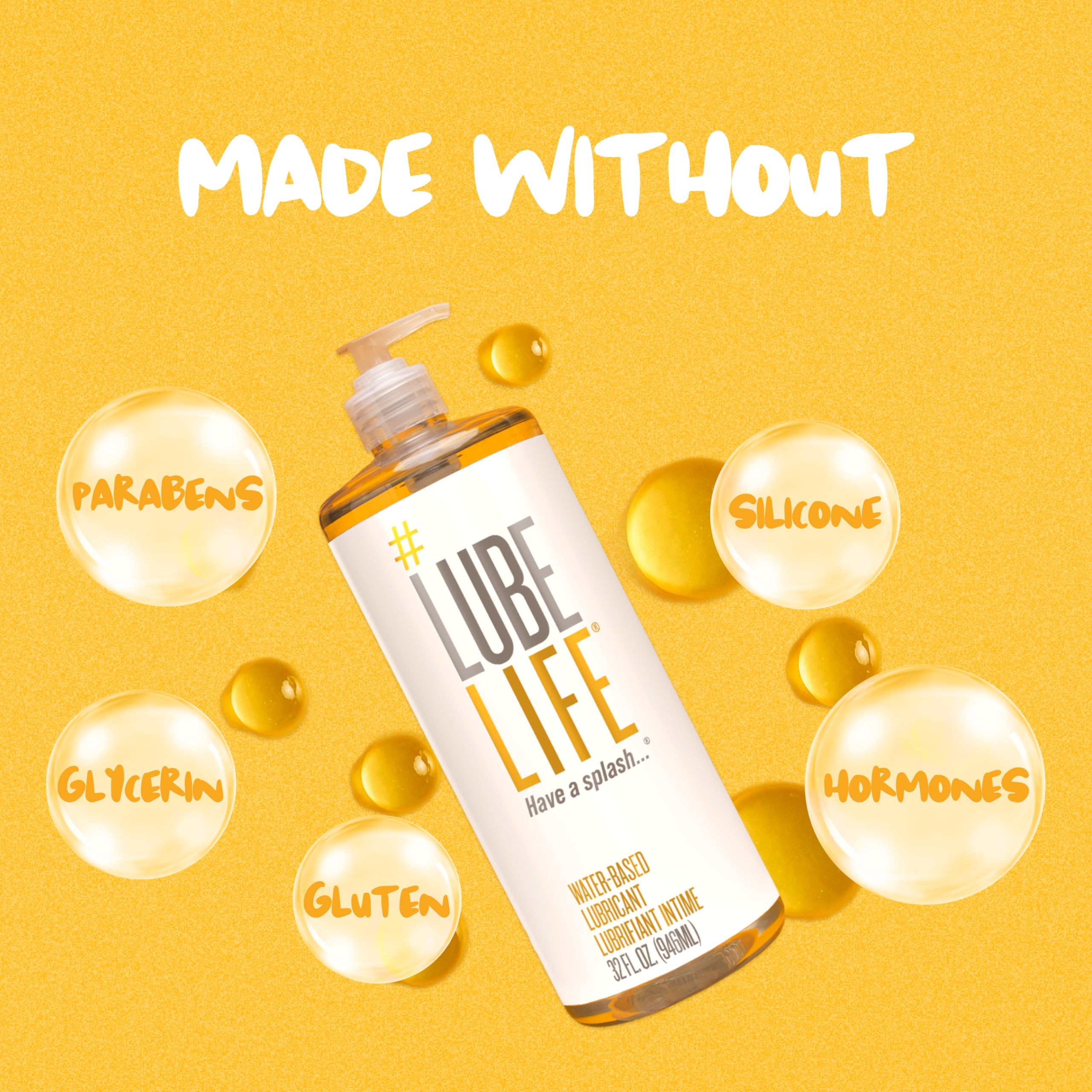 Lube Life Water-Based Personal Lubricant, Lube for Men, Women and Couples, Non-Staining, 8 Fl Oz: 32 Fl Oz (Pack of 1)