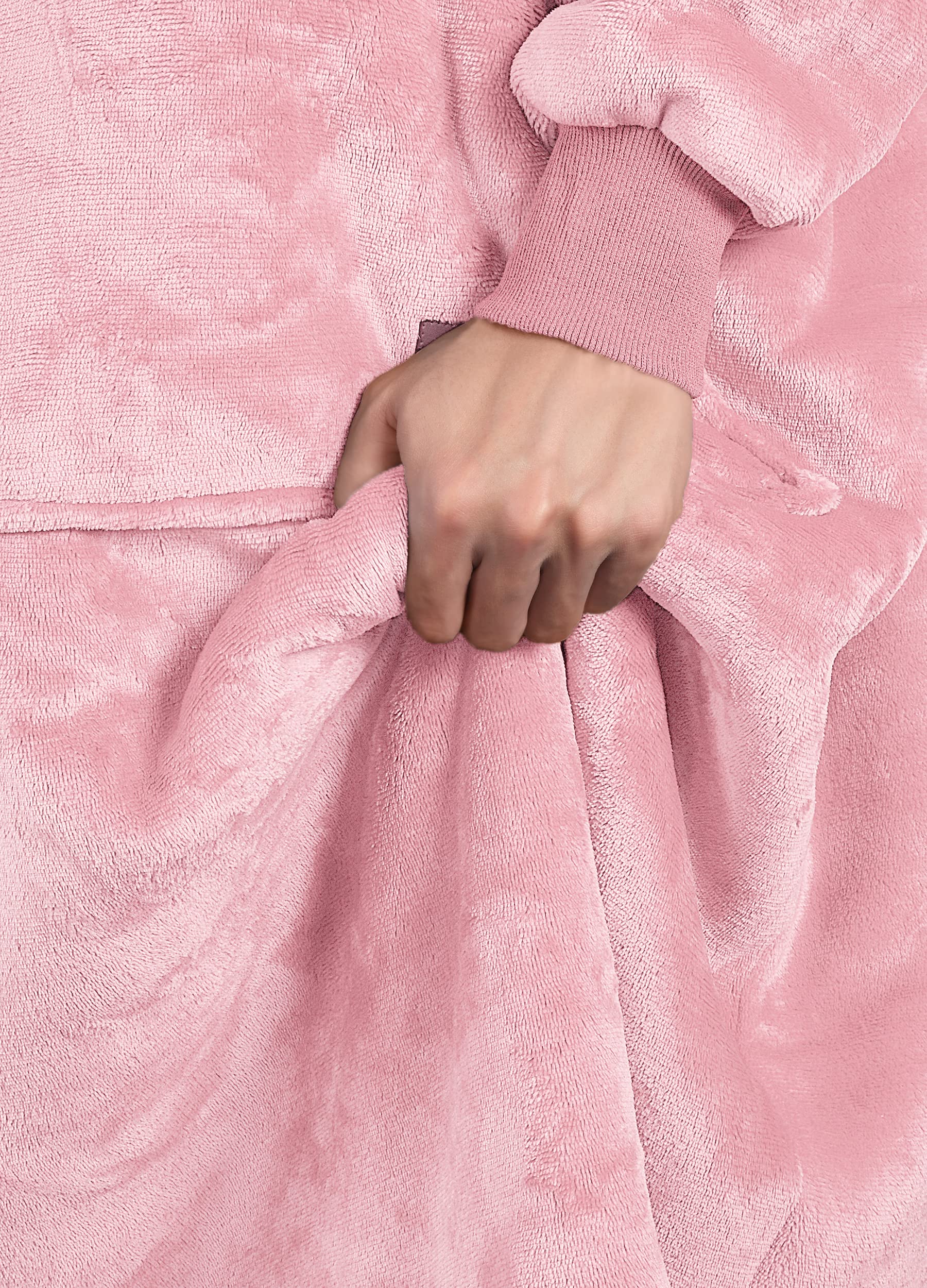 Catalonia Oversized Blanket Hoodie Sweatshirt, Wearable Sherpa Lounging Pullover for Adults Women Men: One Size Pink-extra Long