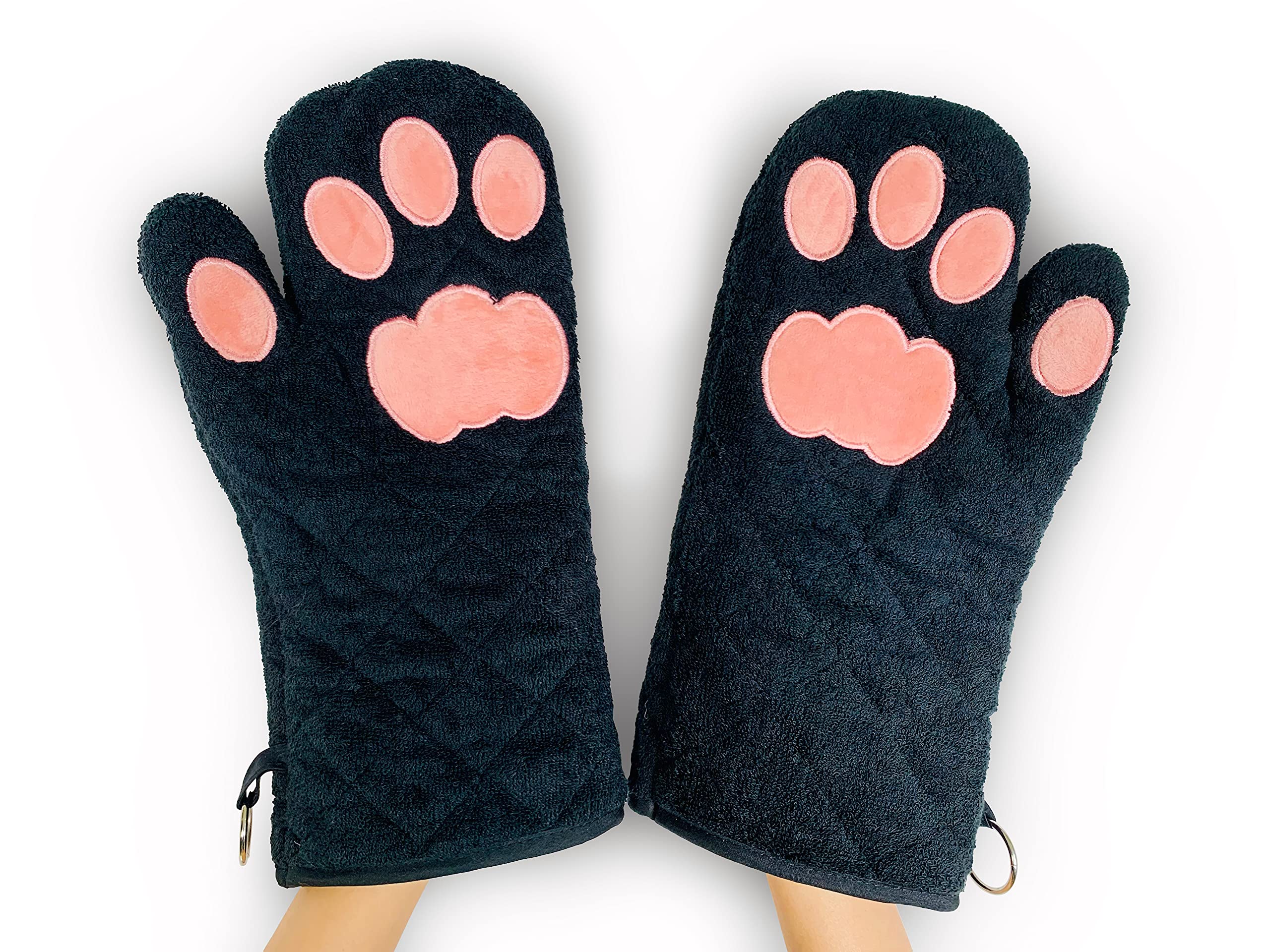 Cricket & Junebug Oven Mitts Cat Paws -: Black & Pink