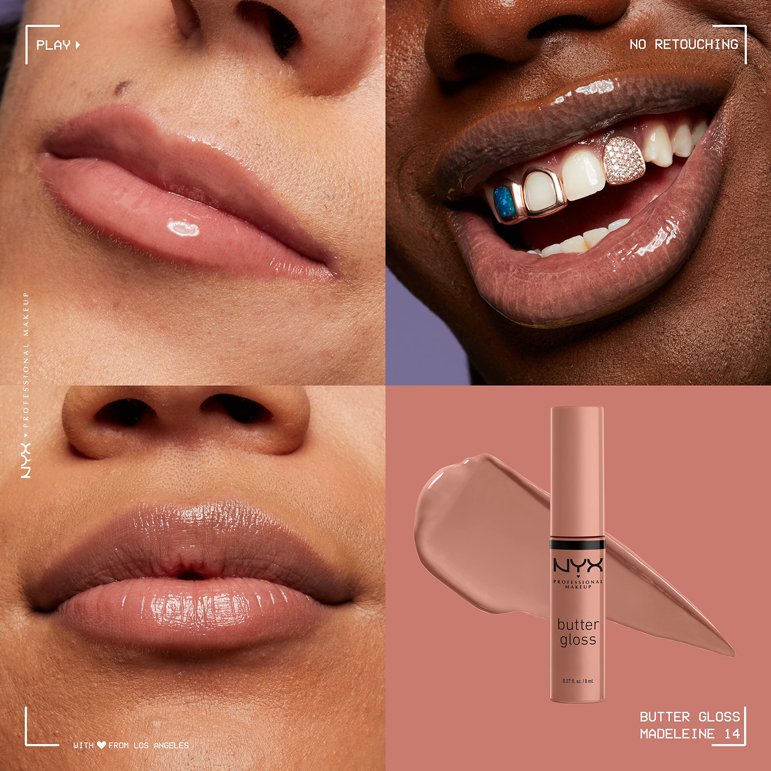 NYX PROFESSIONAL MAKEUP Butter Gloss, Non-Sticky Lip Gloss - Licorice (Black): Pack Of 3 (Angel Food Cake, Creme Brulee, Madeleine) 0.27 Fl Oz (Pack of 3)