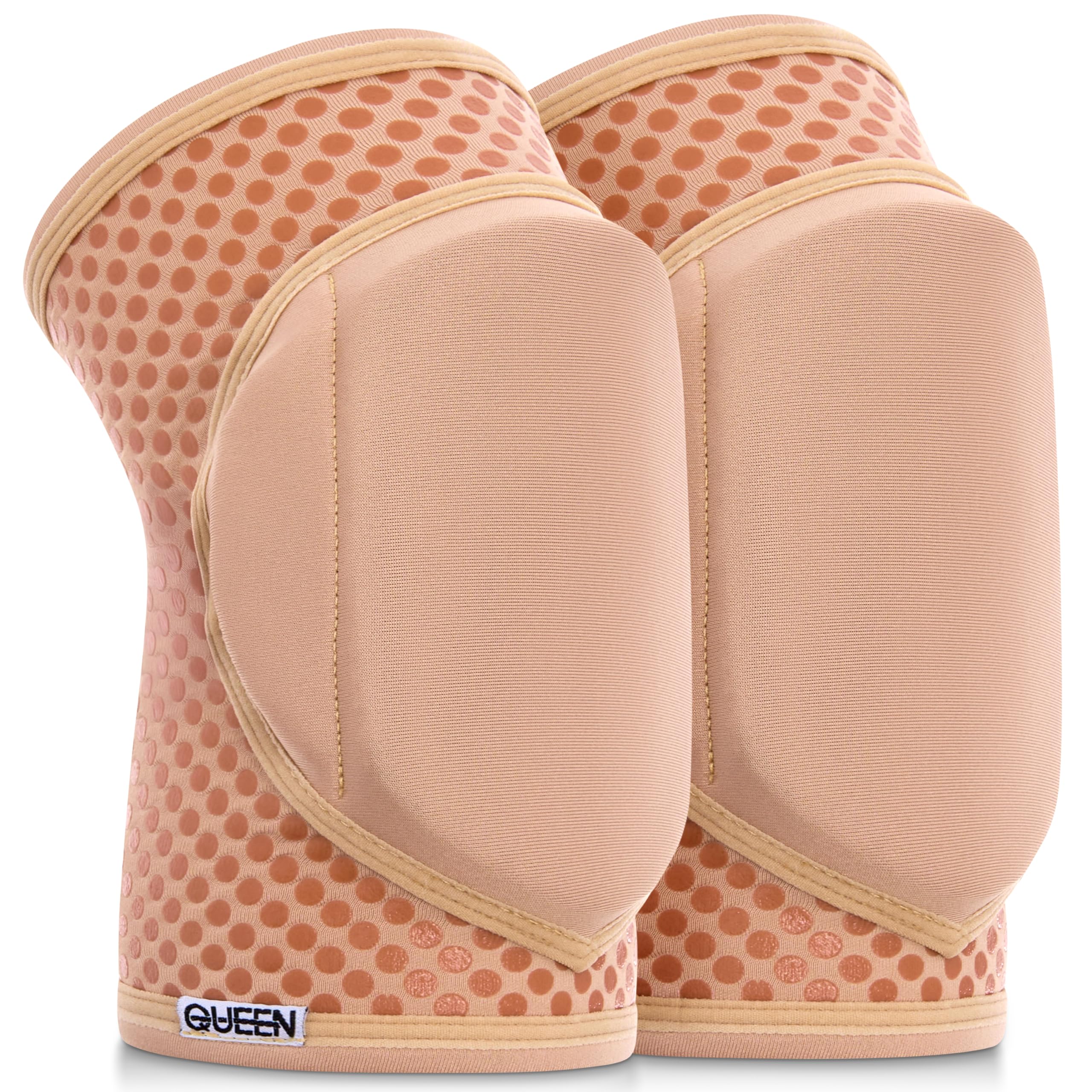 Queen Wear – Nude Latte Grip – Pole Dance Knee Pads – Perfect Woman Protection for Ballet Modern Dance and Indoor ports (S)