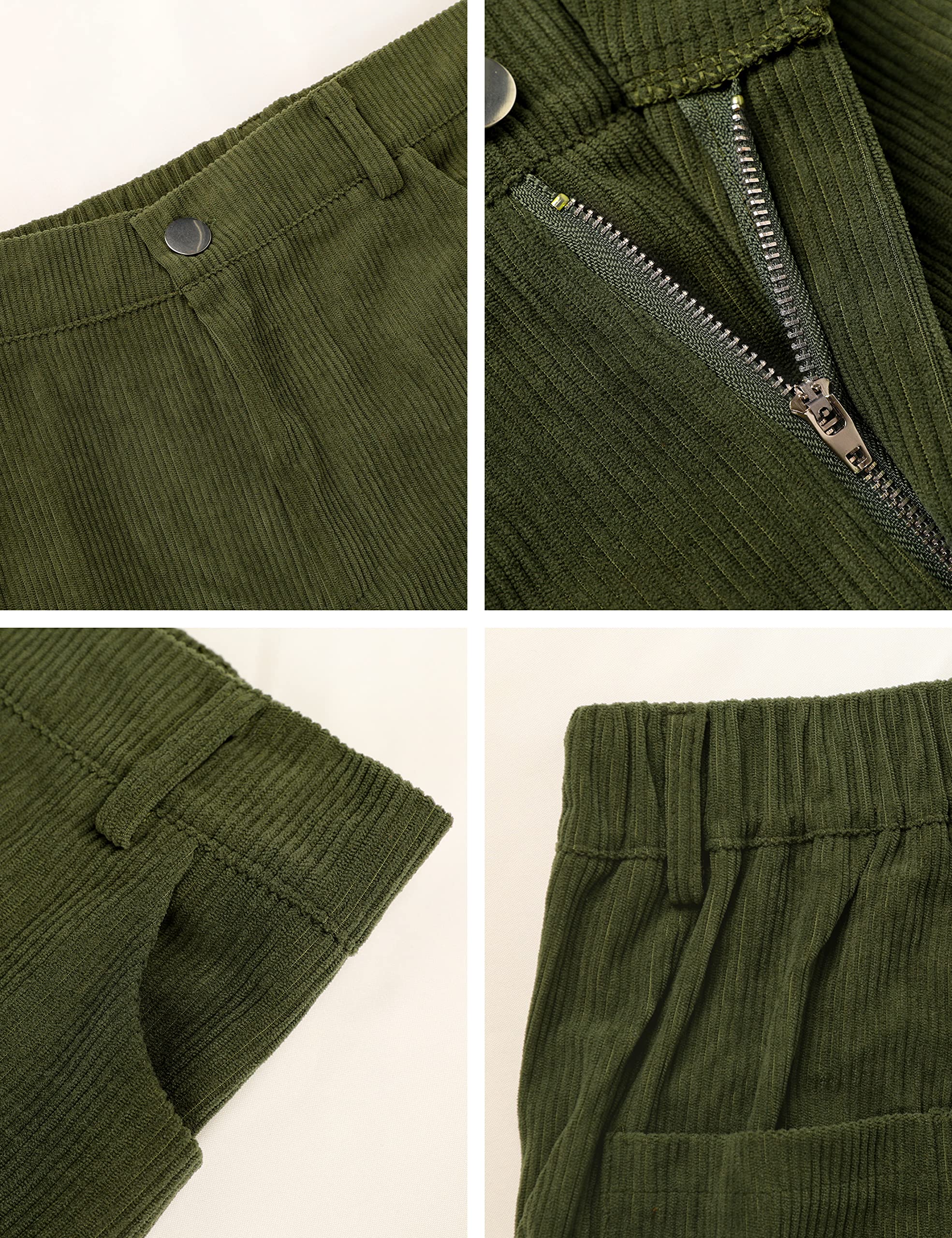Himosyber Corduroy Pants for Women Casual Elastic High Waist Stretchy Wide Leg Pants Loose Fit Comfy Trousers with Pockets thumbnail 6
