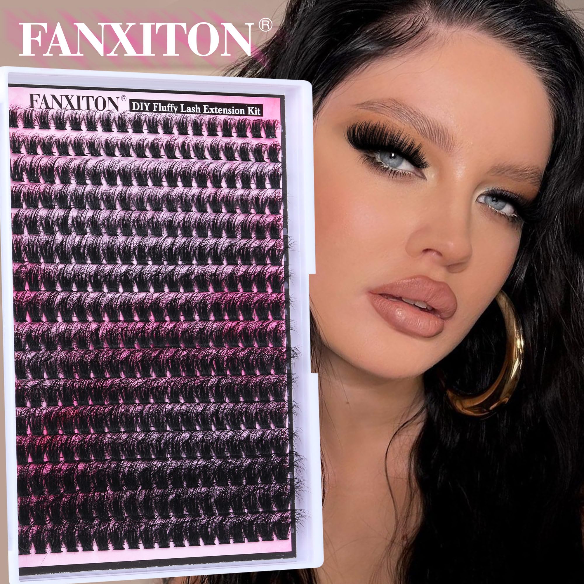 FANXITON DIY Lash Extension Kit Volume Lash Clusters 40D+50D D Curvature Individual Lashes Lash Clusters Kit Thick Eyelash Extension Kit 280 pcs Thin Band Cluster Lashes Lash Bond and Seal Tweezers: (HZ 01)DIY Lash Extension Kit-288pcs