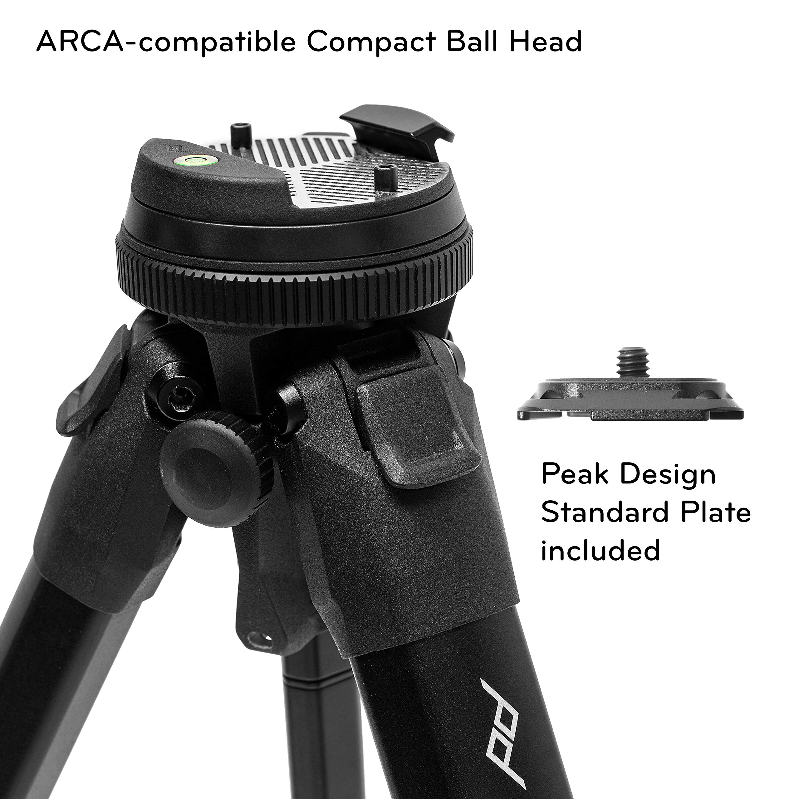 Peak Design Travel Tripod, Carbon Fiber, Compact Design, Quick Setup and Takedown, Pro-Level Stability, Ergonomic Ball Head, Compact and Portable Travel Tripod for Camera and Phone, 20 lb Capacity: Single