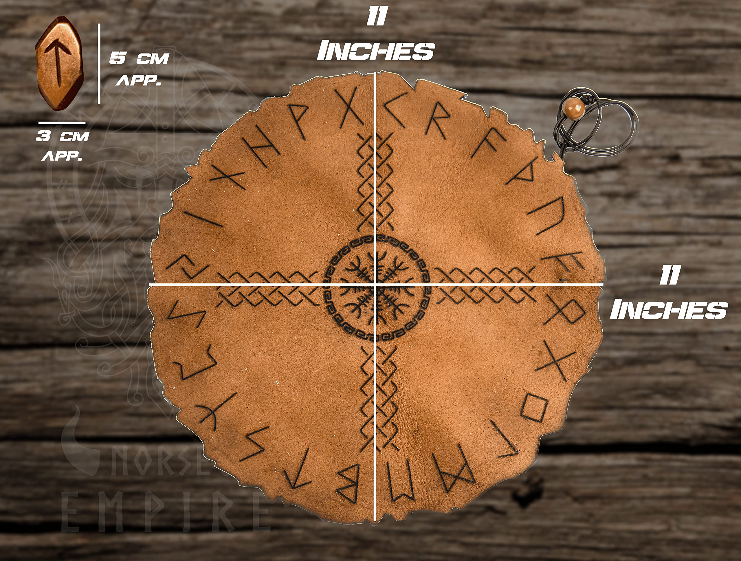 NORSE EMPIRE Viking Rune Set Includes a Premium Leather Divination Mat with Instruction Booklet & Handmade Authentic Ox Bone Elder Futhark runestone Pieces Gift for Men and Women…