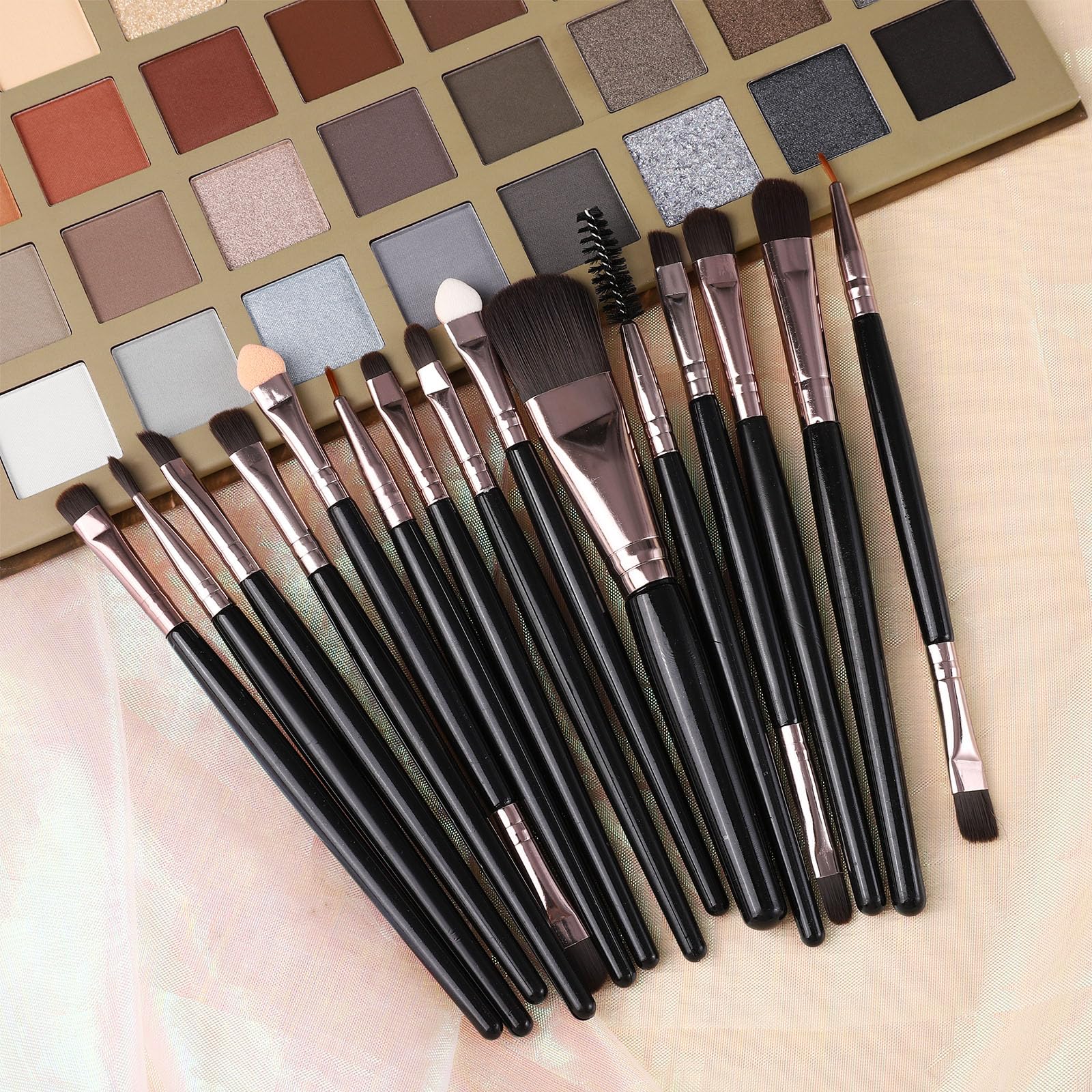 UCANBE 54 Colors Splashy Candies Eyeshadow Palette + 15pcs Makeup Brush Set, Highly Pigment Matte Metallic Shimmer Glitter Eye Shadow Bright Color Long Lasting Waterproof Easy Blending Make Up Pallet: Palette B + Brushes