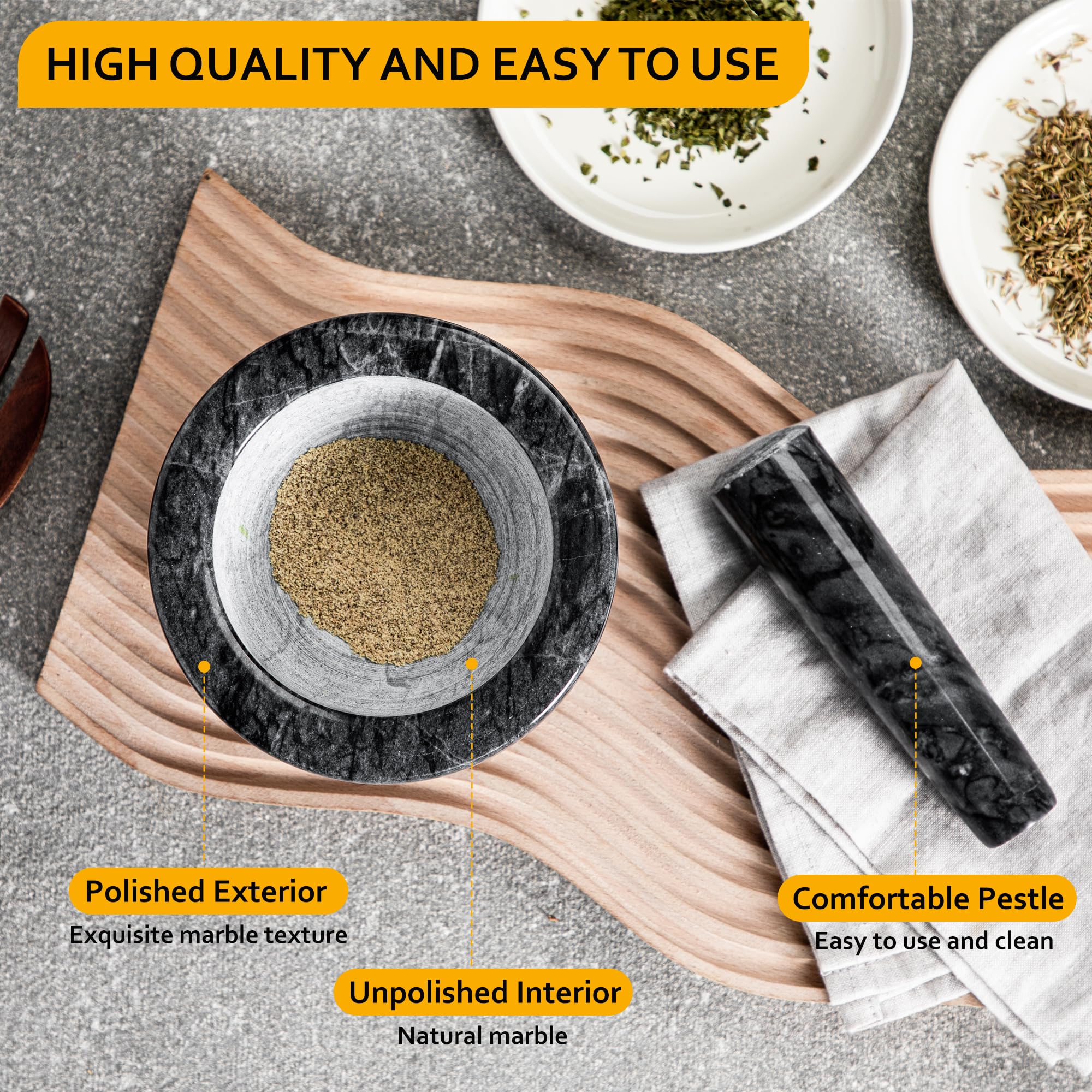 Velaze Large Mortar and Pestle Set, 100% Granite, Natural Unpolished, Herb Crusher, Spice Grinder, Stone Grinder Bowl for Making Guacamole and Pesto, 6.3 Inch Pestle and 16 oz Mortar(2Cup): 10.0 ounces 4.9 Inches 1 MP01