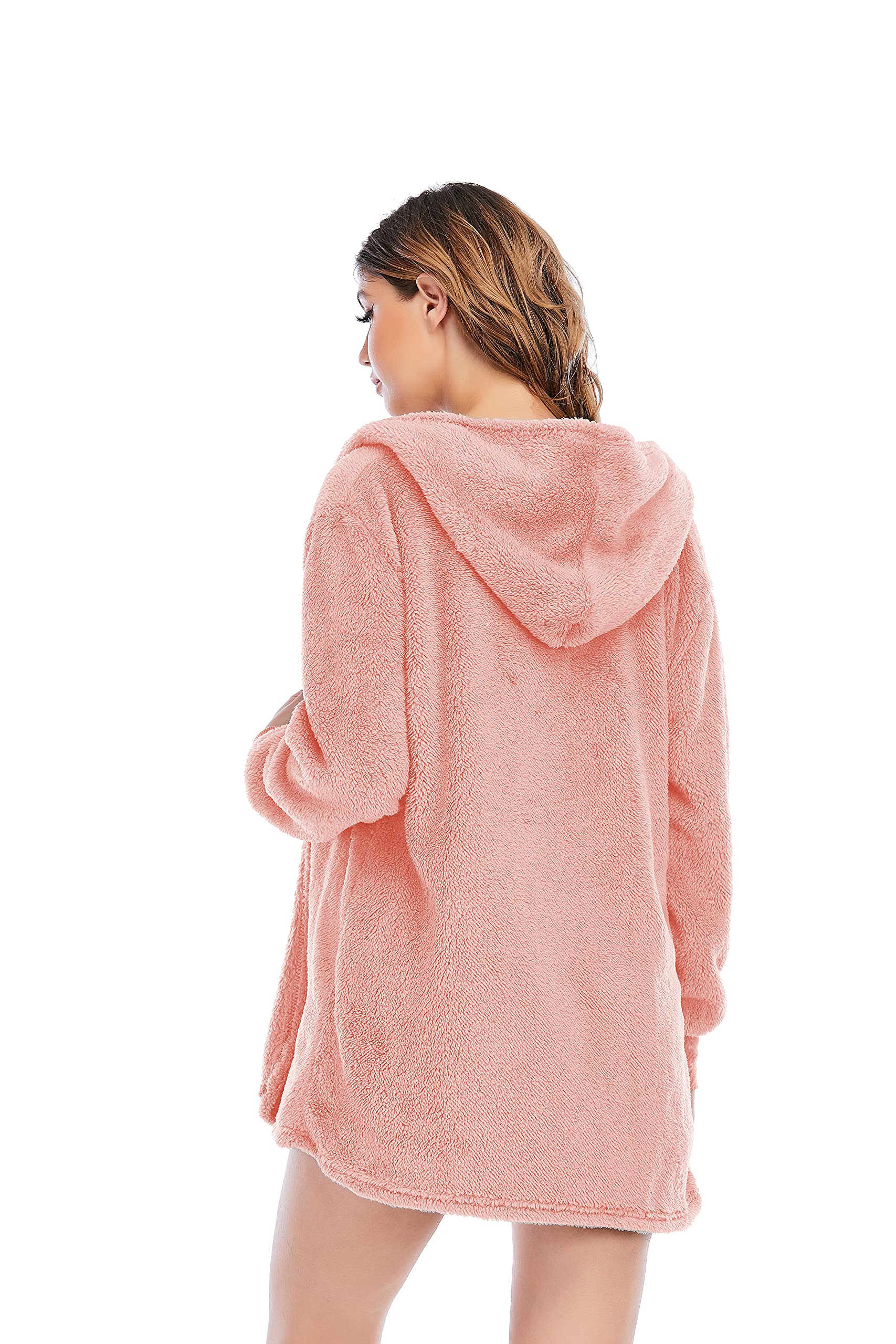 Famnbro Women's Sexy Fuzzy 3 Piece Outfits Fleece Warm Hooded Cardigan Crop Top Shorts Set Pajamas Loungewear