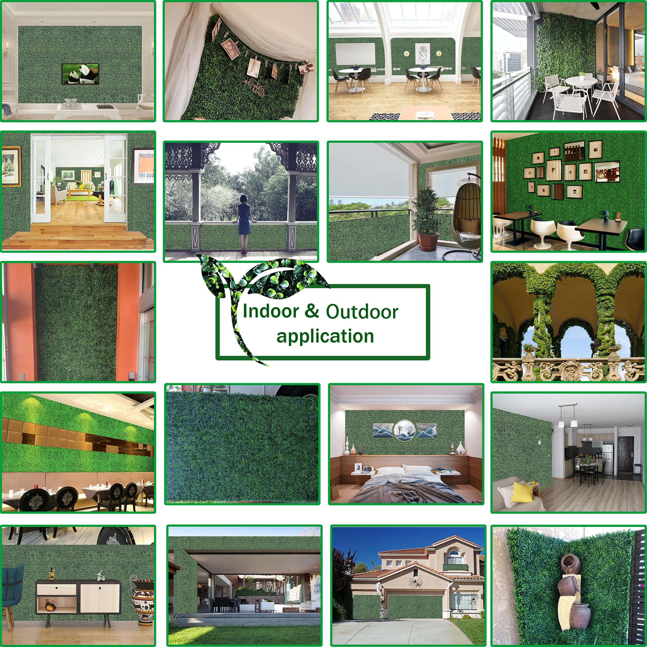 Artificial Grass Wall Backdrop Panels,16 X 12 in 12P(16 sqft) UV-Anti Greenery Boxwood Panels for Indoor Outdoor Green Wall Decor & Ivy Fence Covering Privacy thumbnail 6