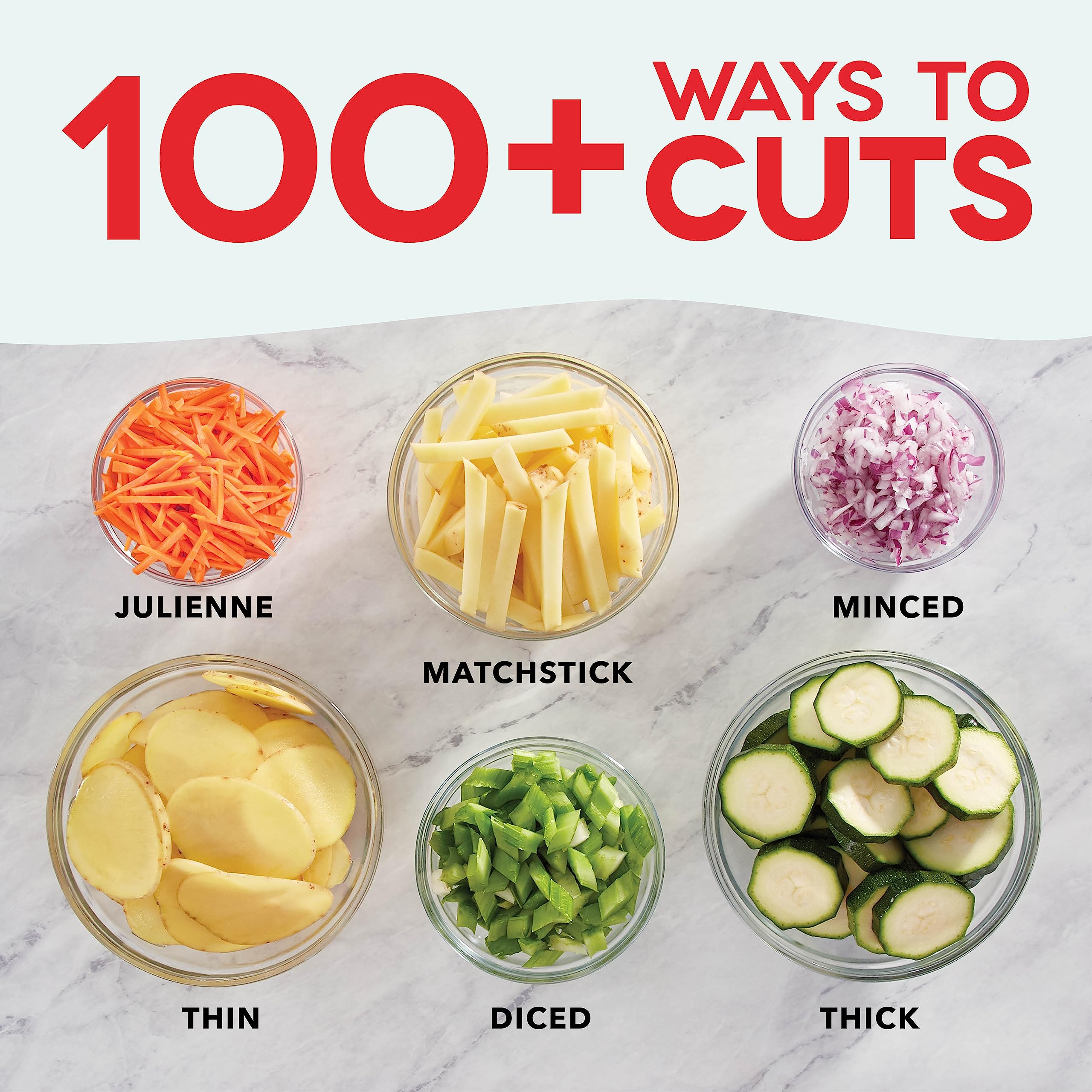 DASH Safe Slice® Mandoline Slicer, Julienne + Dicer for Vegetables, Meal Prep & More with 30+ Presets & Thickness Adjuster - Aqua: Aqua 30+ Presets