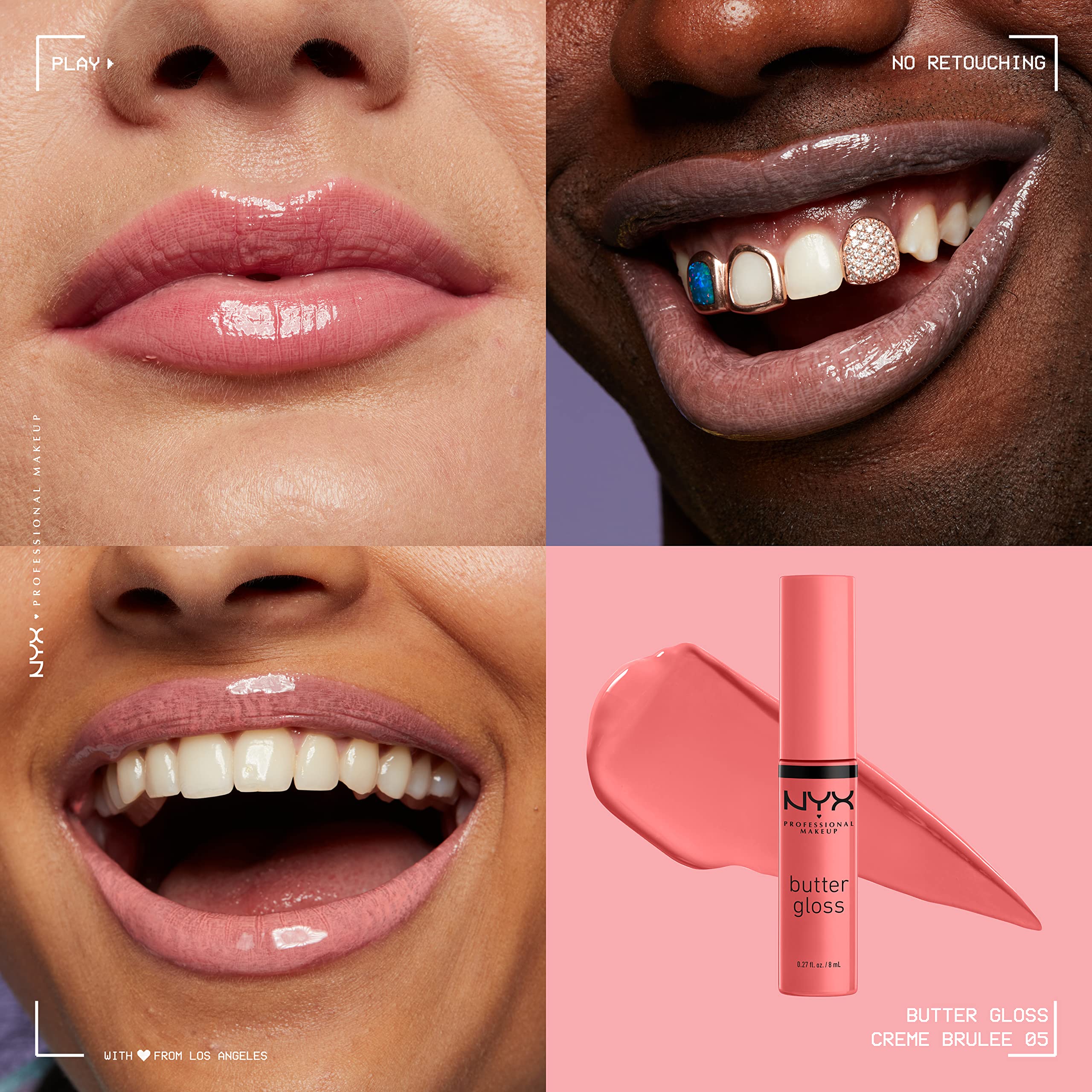 NYX PROFESSIONAL MAKEUP Butter Gloss, Non-Sticky Lip Gloss - Licorice (Black): Pack Of 3 (Angel Food Cake, Creme Brulee, Madeleine) 0.27 Fl Oz (Pack of 3)