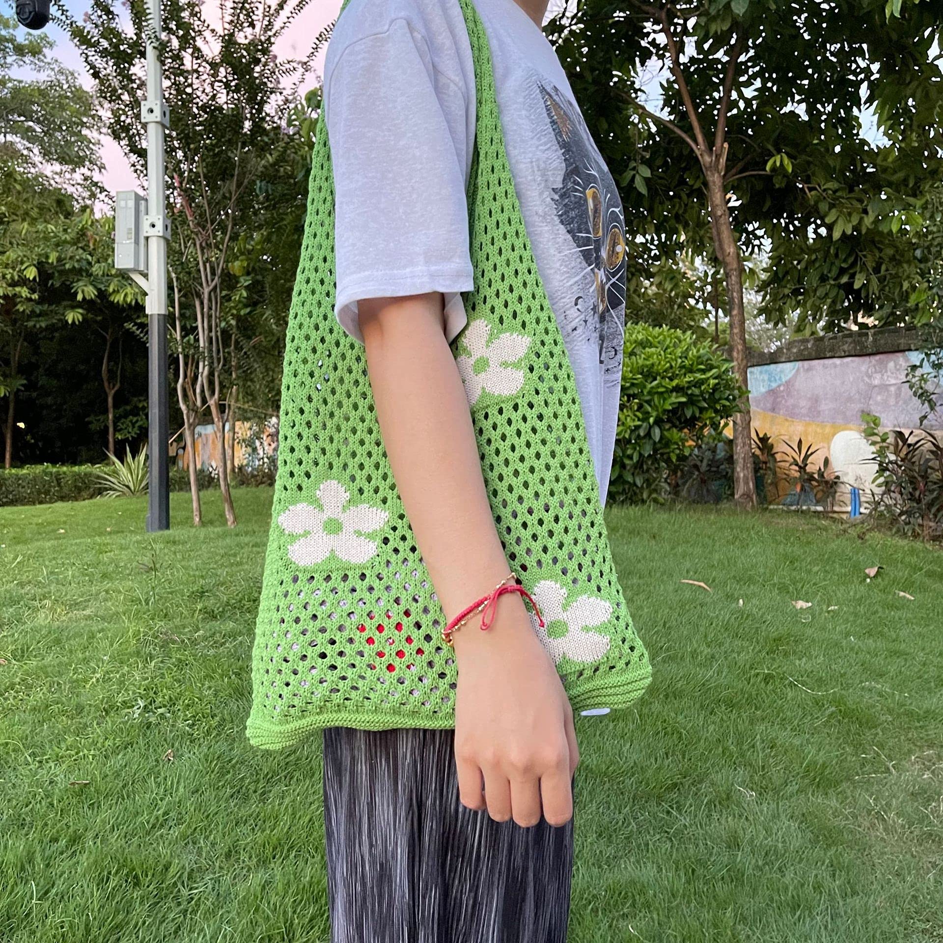 Crochet Tote Bag Fairycore Hobo Bag for Women Fairy Grunge Aesthetic Tote Bag Fairy Grunge Accessories: Crochet Tote Bag Fairycore Hobo Bag for Women Fairy Grunge Aesthetic Tote Bag Fairy Grunge Accessories