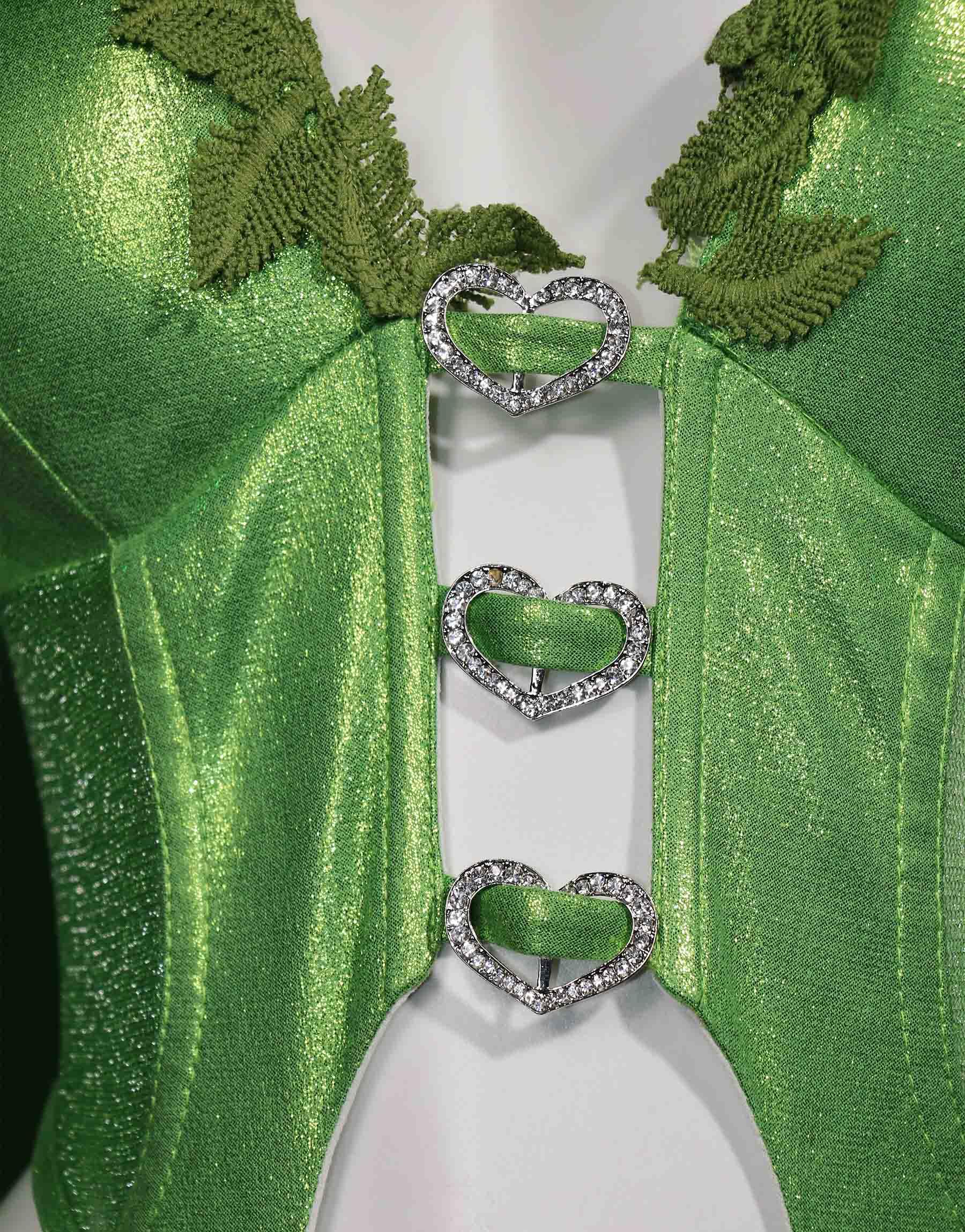 Mobbunny Women Anime Cosplay Costume Green Vine Style Outfit Sexy Lingerie Bodysuit Bodycon with Socks Gloves Choker: Small Green