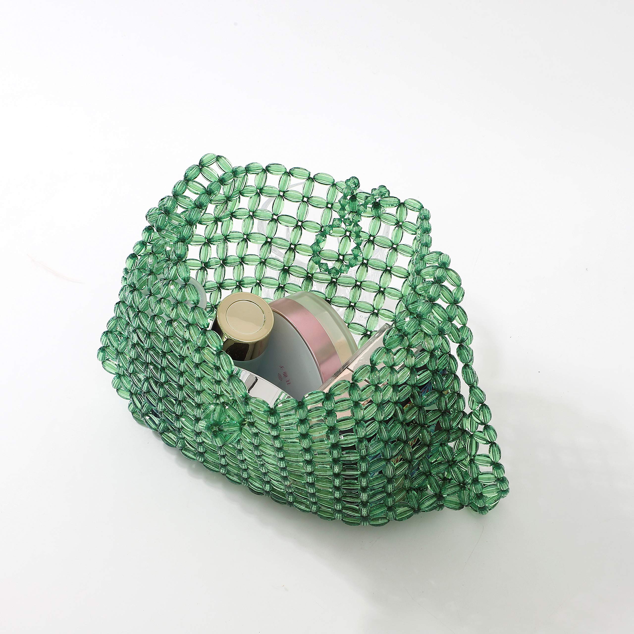 Abvokury YIFEI Women Green Colored Transparent Beaded Acrylic Shoulderbag Evening Handmade Crossbody Bags: Abvokury YIFEI Women Green Colored Transparent Beaded Acrylic Shoulderbag Evening Handmade Crossbody Bags