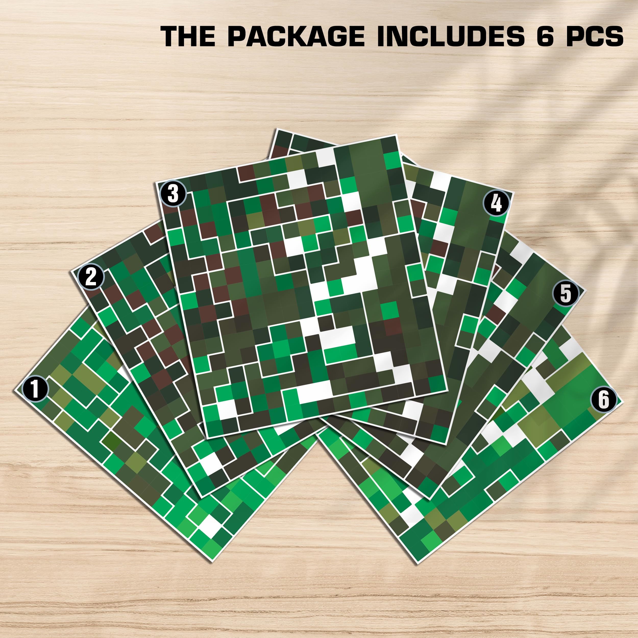 HK Studio Pixel Rainy Window Sticker Aesthetic - Pixel Art for Dorm, Game Room Decor 11" x 13" Pack 6: 6p - Green Pixel Leaves