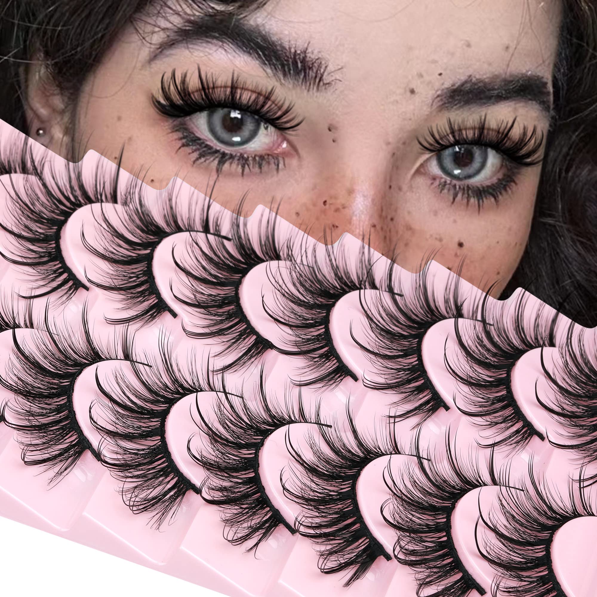 False Eyelashes Fluffy Faux Mink Lashes Wispy Fairy Cat Eye Lashes Spiky Strip Lashes Extension Natural Volume Fake Lashes Pack by GVEFETIEE 8 Pairs Black: D- Fairy