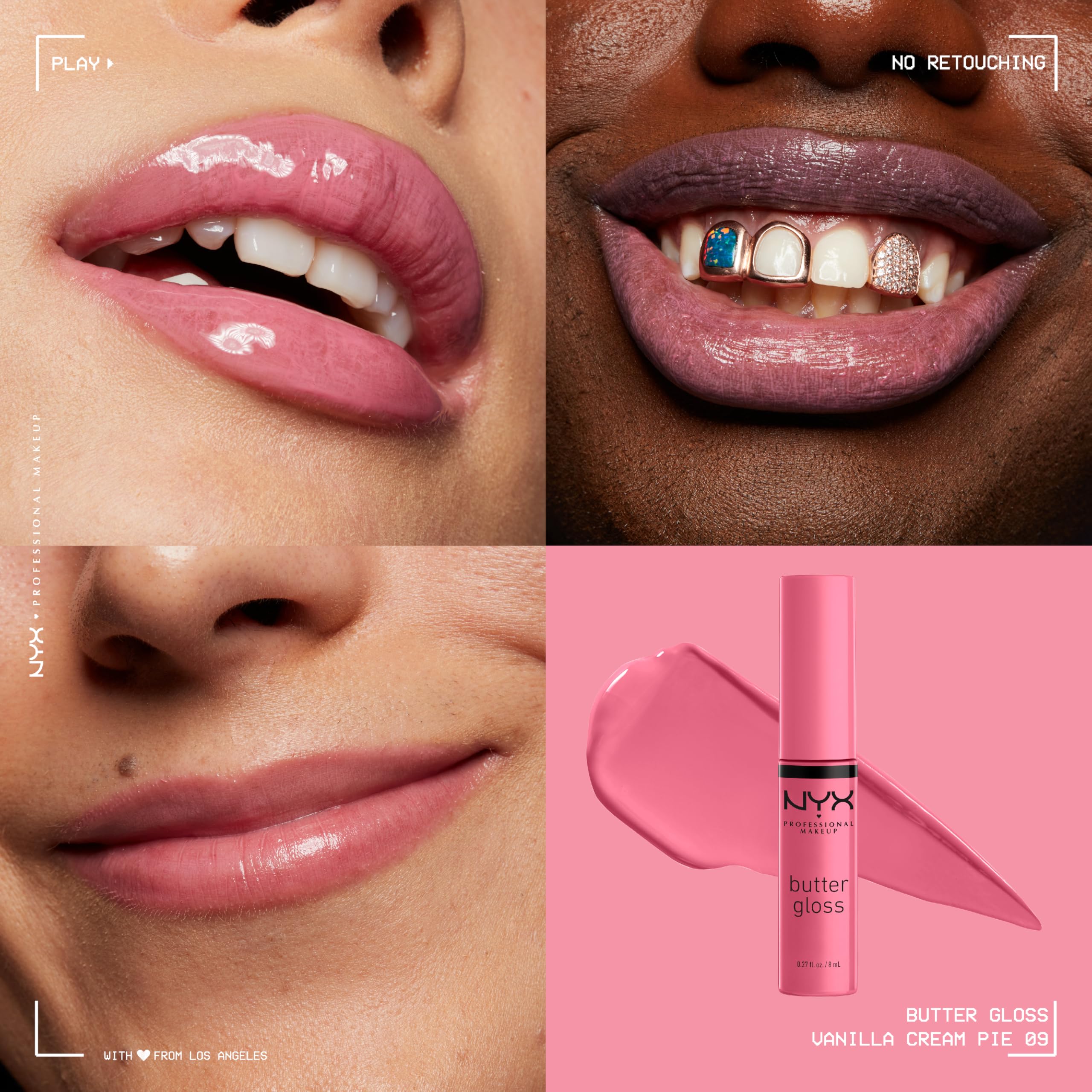 NYX PROFESSIONAL MAKEUP Butter Gloss, Non-Sticky Lip Gloss - Licorice (Black): 09 Vanilla Cream Pie 0.27 Fl Oz (Pack of 1)
