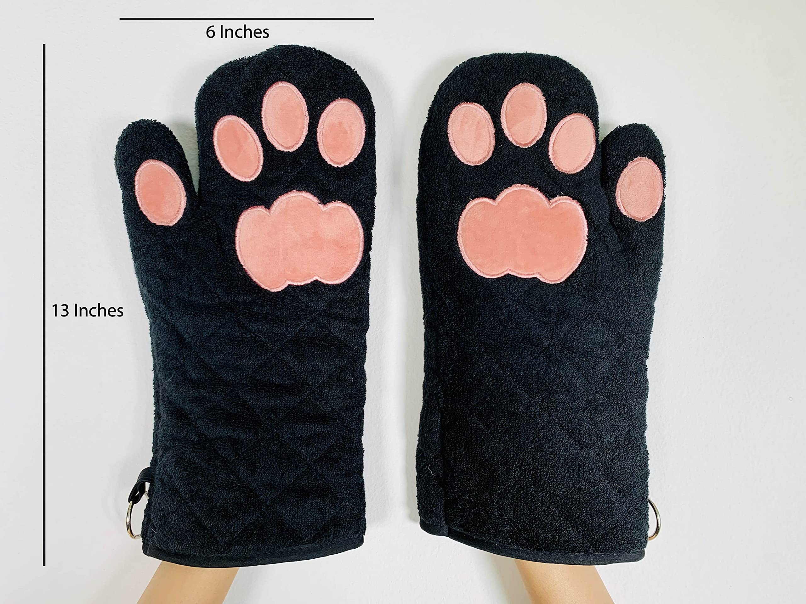 Cricket & Junebug Oven Mitts Cat Paws -: Black & Pink