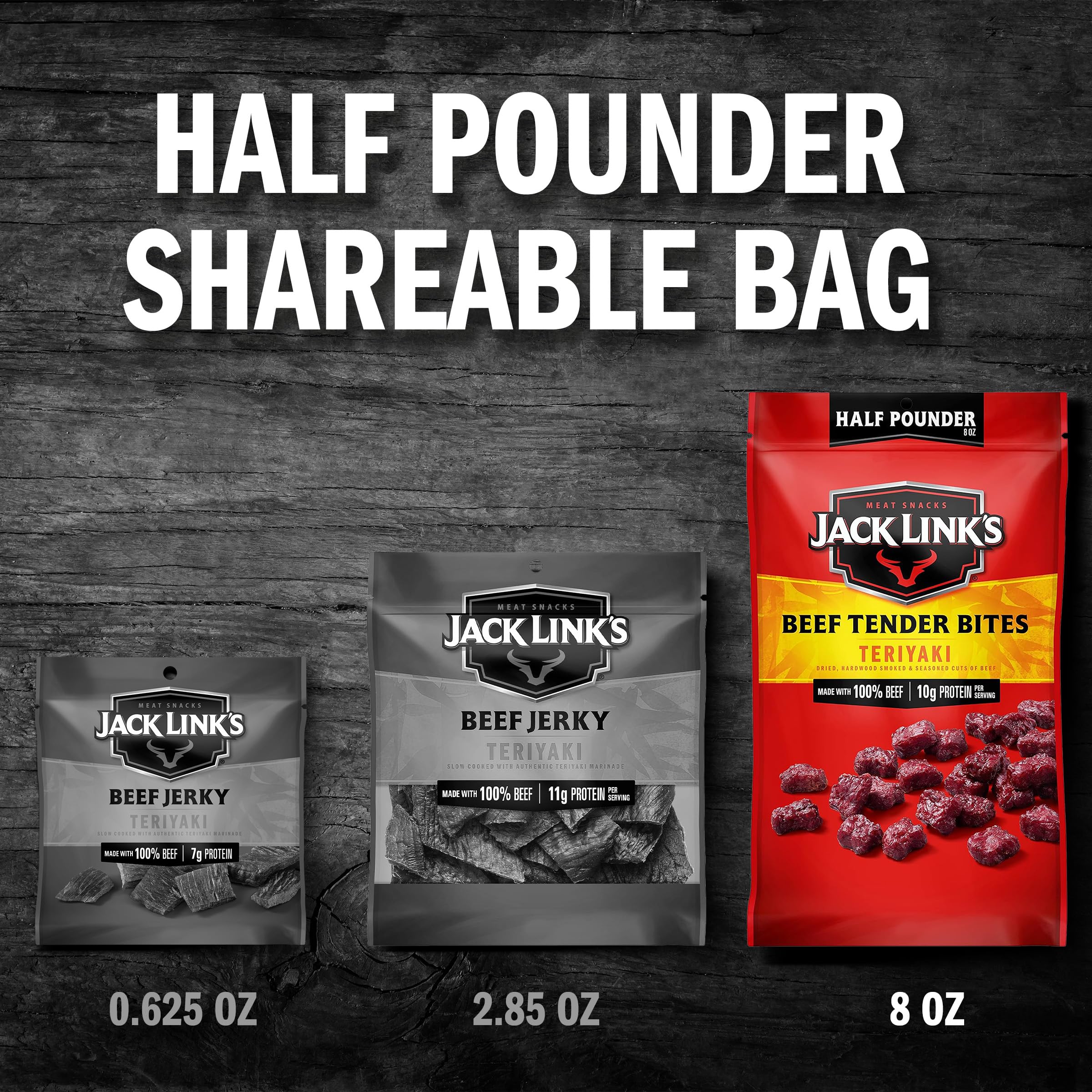Jack Link's Beef Tender Bites, Teriyaki, Half Pounder Bag - Flavorful Meat Protein Snacks for Lunches, 10g of Protein and 70 Calories per Serving, Made with 100% Beef thumbnail 6