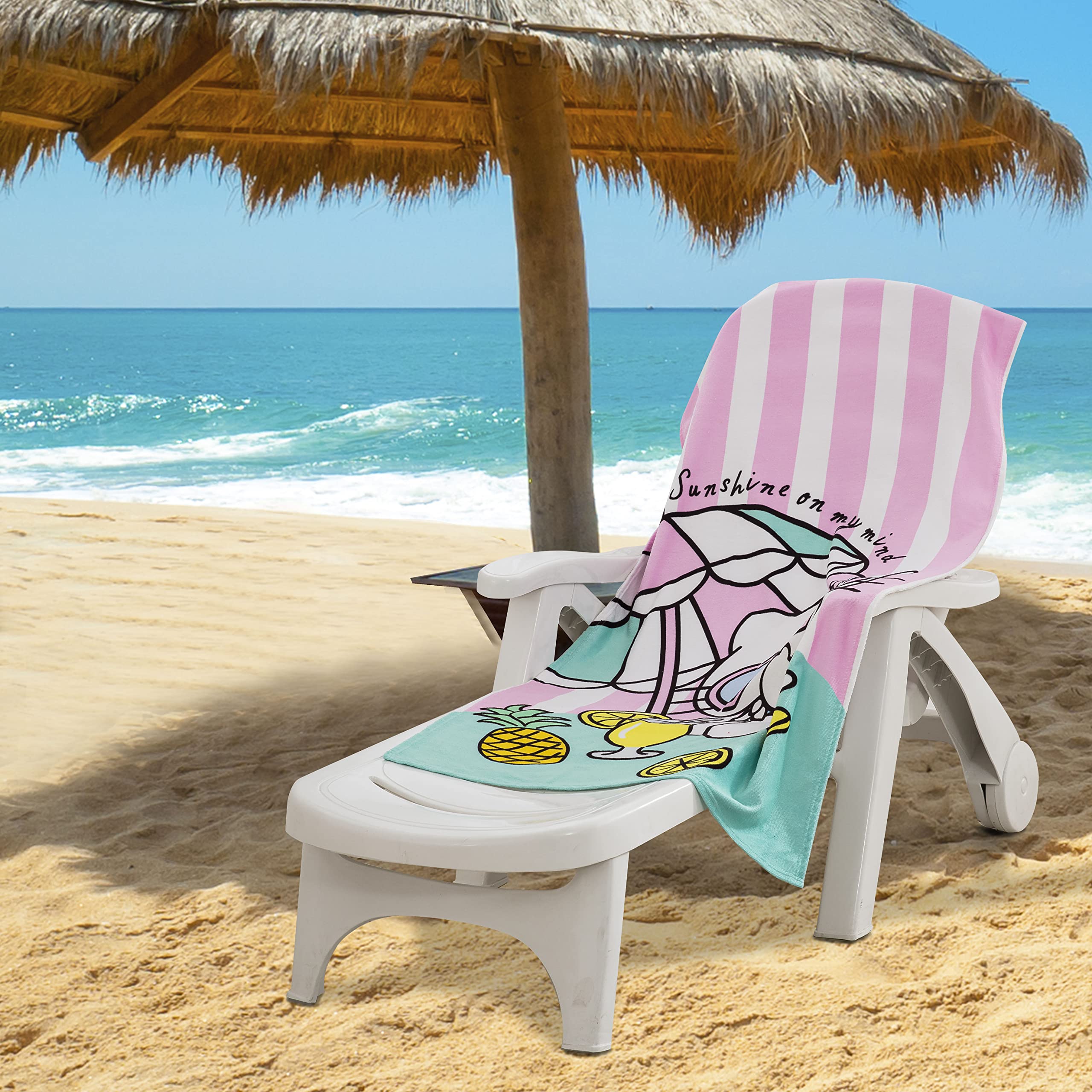 Northwest Beach Towel, Cotton, 30" x 60", Hello Kitty Umbrella Drink