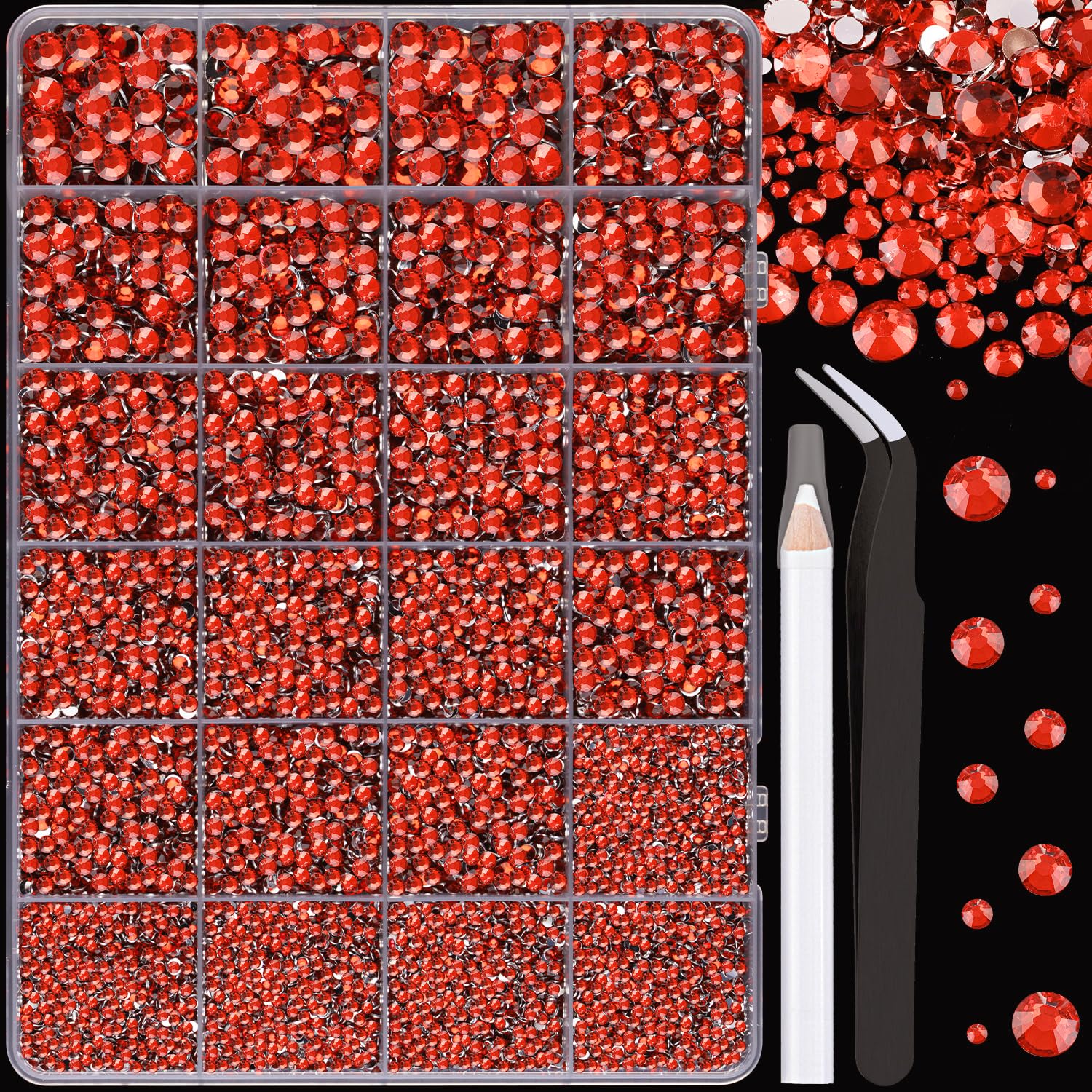 30000Pcs Resin Rhinestones with Tweezers for Crafting, Silver Clear Flatback Gems, Bedazzling Crystal with 3Pcs 10ml B7000 Jewelry Glue for DIY Crafts Clothing Tumblers Shoes Fabric Nail Art