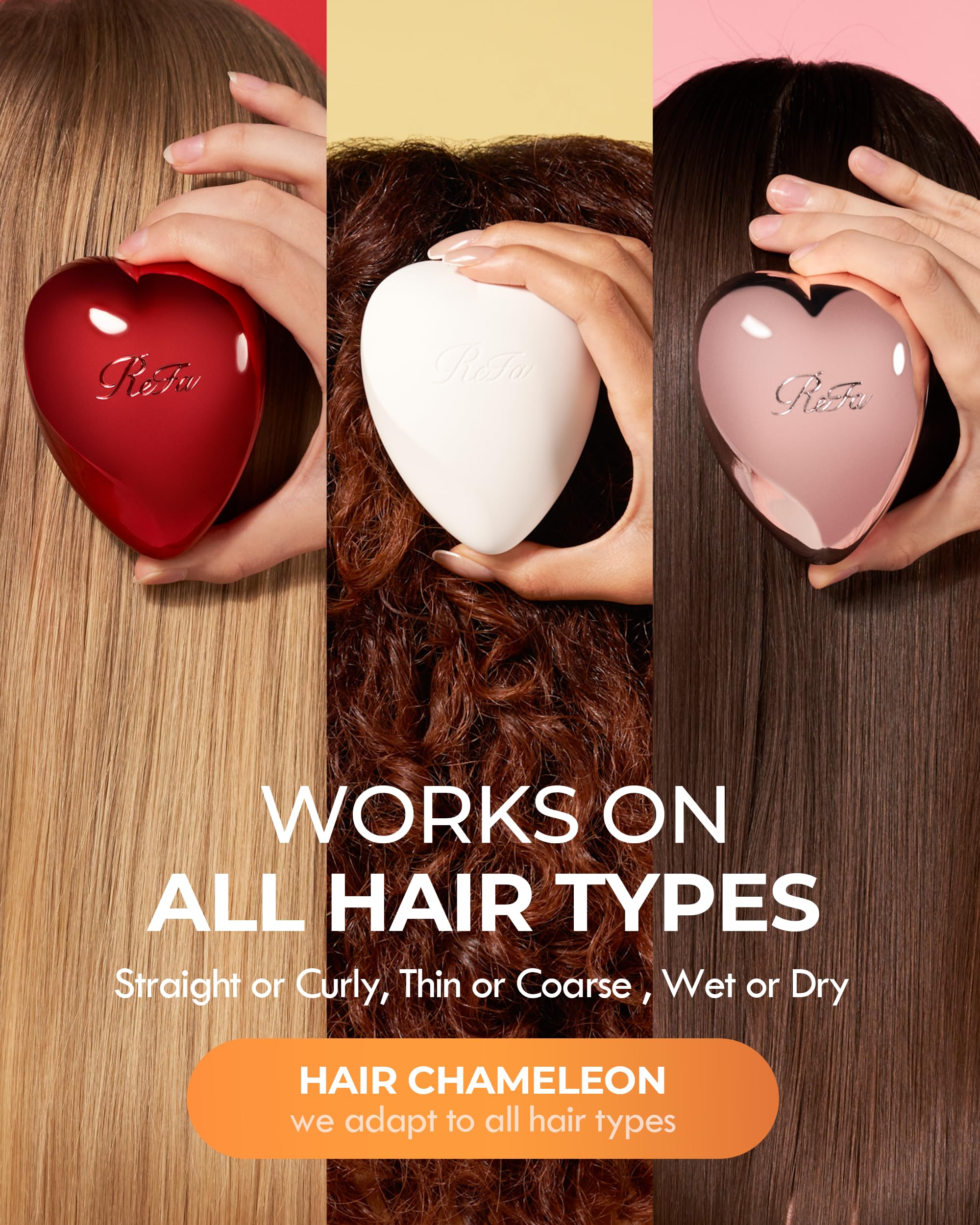 ReFa Heart Brush  | Heart-Shaped No-Tangle Brush for Thick Hair | Detangler Travel Brush for Women: CHAMPAGNE GOLD